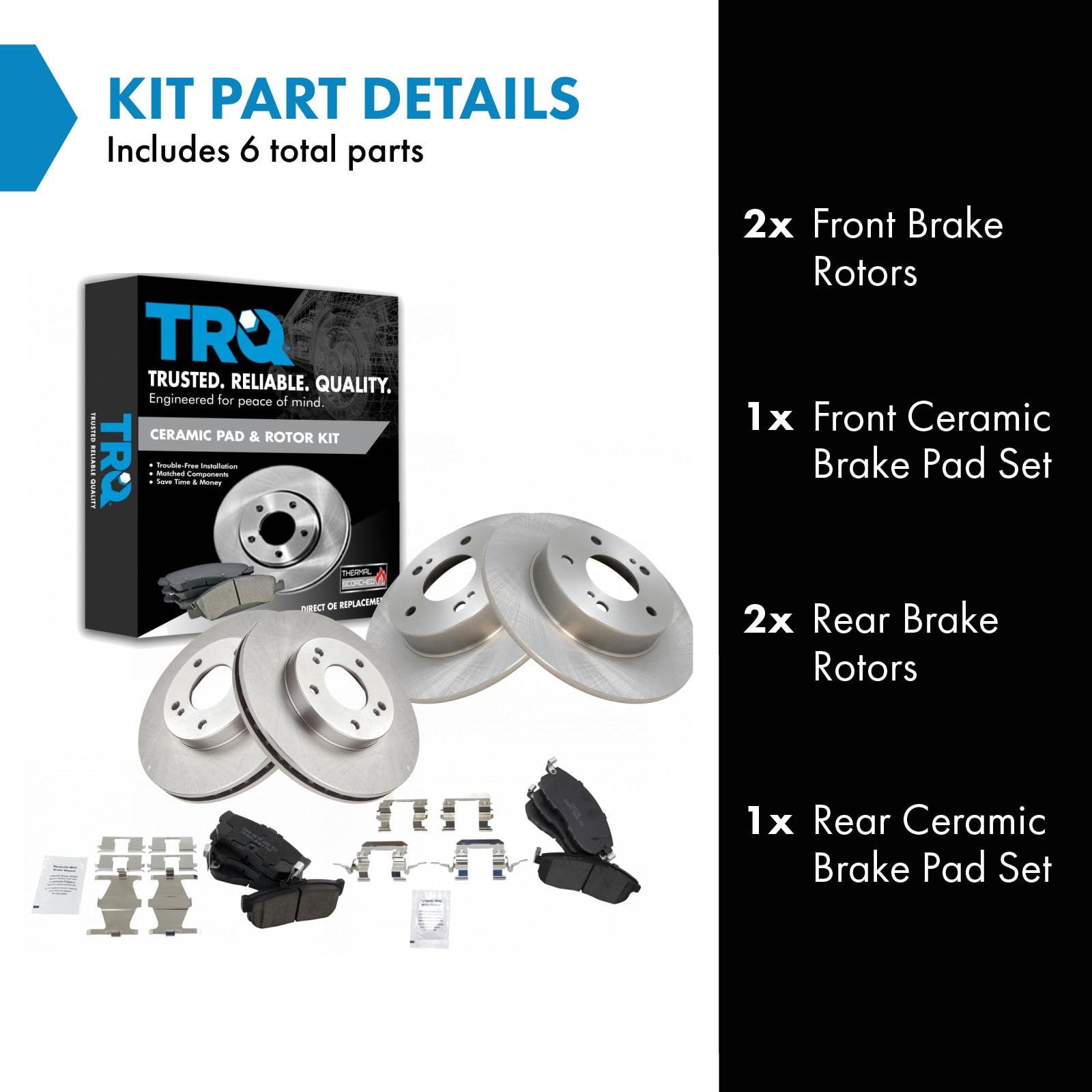 Trq Front And Rear Brake Pad & Rotor Kit Brake Pads Brake Rotor Ceramic Compatible With 2000-2001 Infiniti I30 Nissan Maxima
