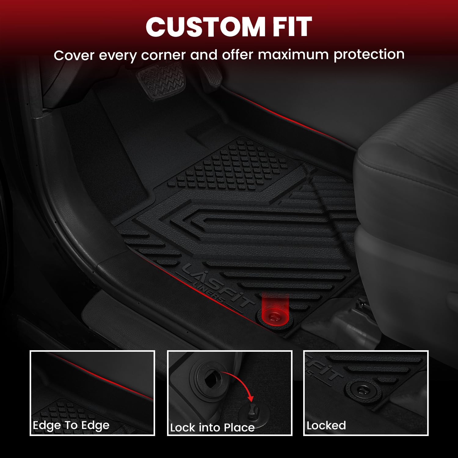 Lasfit Floor Mats&Trunk Mat Fit For Toyota Rav4 2019-2025 (Only Fit Hybrid&Prime) All Weather Tpe Mats Custom Fit Floor Liner Fo