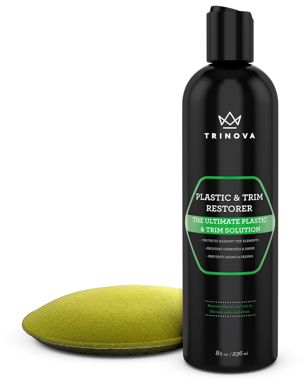 Trinova Plastic & Trim Restorer - Shines & Darkens Worn Out Plastic, Vinyl & Rubber Surfaces - Protects Cars & Motorcycles from 