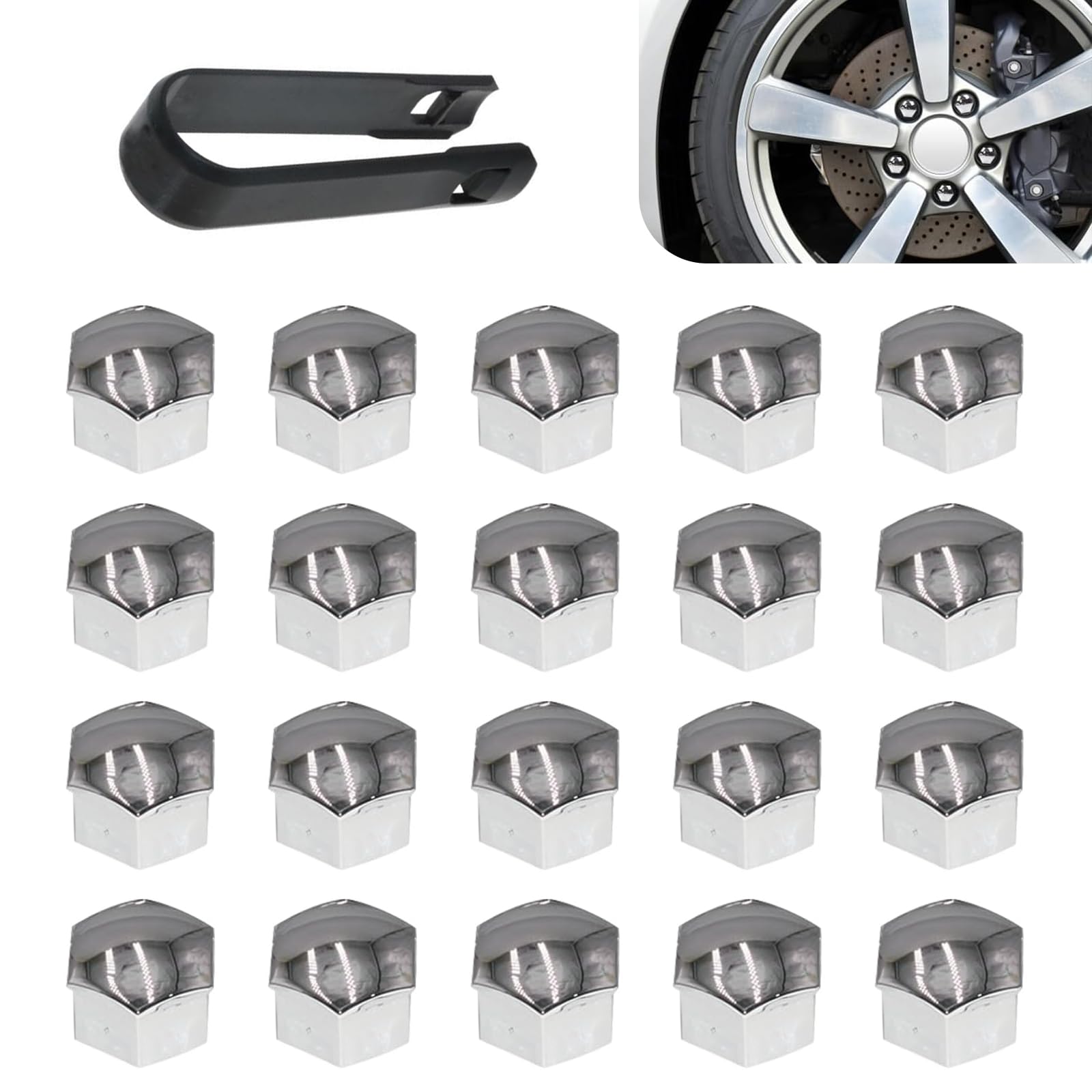 getfay Pack-21 Car Tire Screw Cap, 0.66/17mm Waterproof Dustproof Bolt Protection Cover with Disassembly Tool, Wheel Lug Nut C