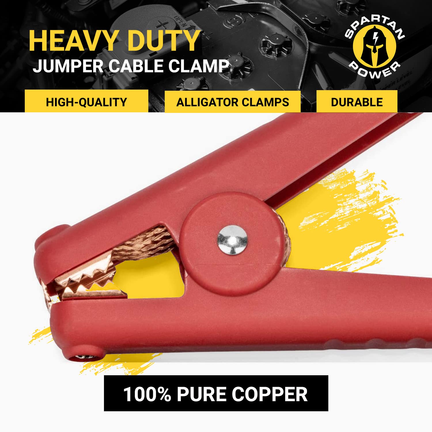 Spartan Power Replacement Jumper Cable Heavy Duty Car Battery Clamps - Clamp Ends Replacements For Jump Starter Cables - Single