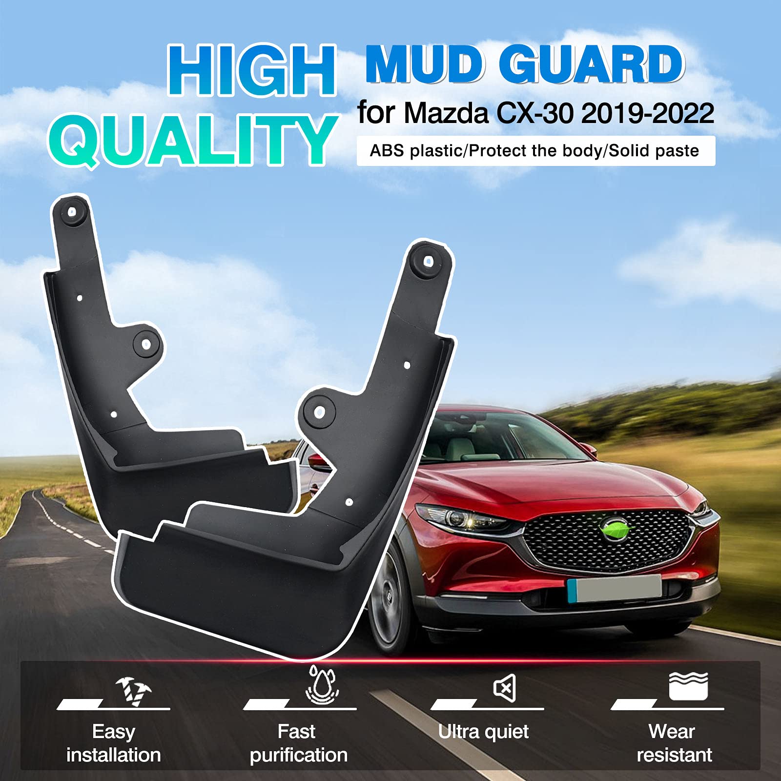 Autorder Mud Flpas Splash Guards For Mazda Cx-30 Cx30 2020 2021 2022 2023 2024 2025 Accessories Mudflap Fender Flares Front And Rear Mud Guard Set 4Pcs