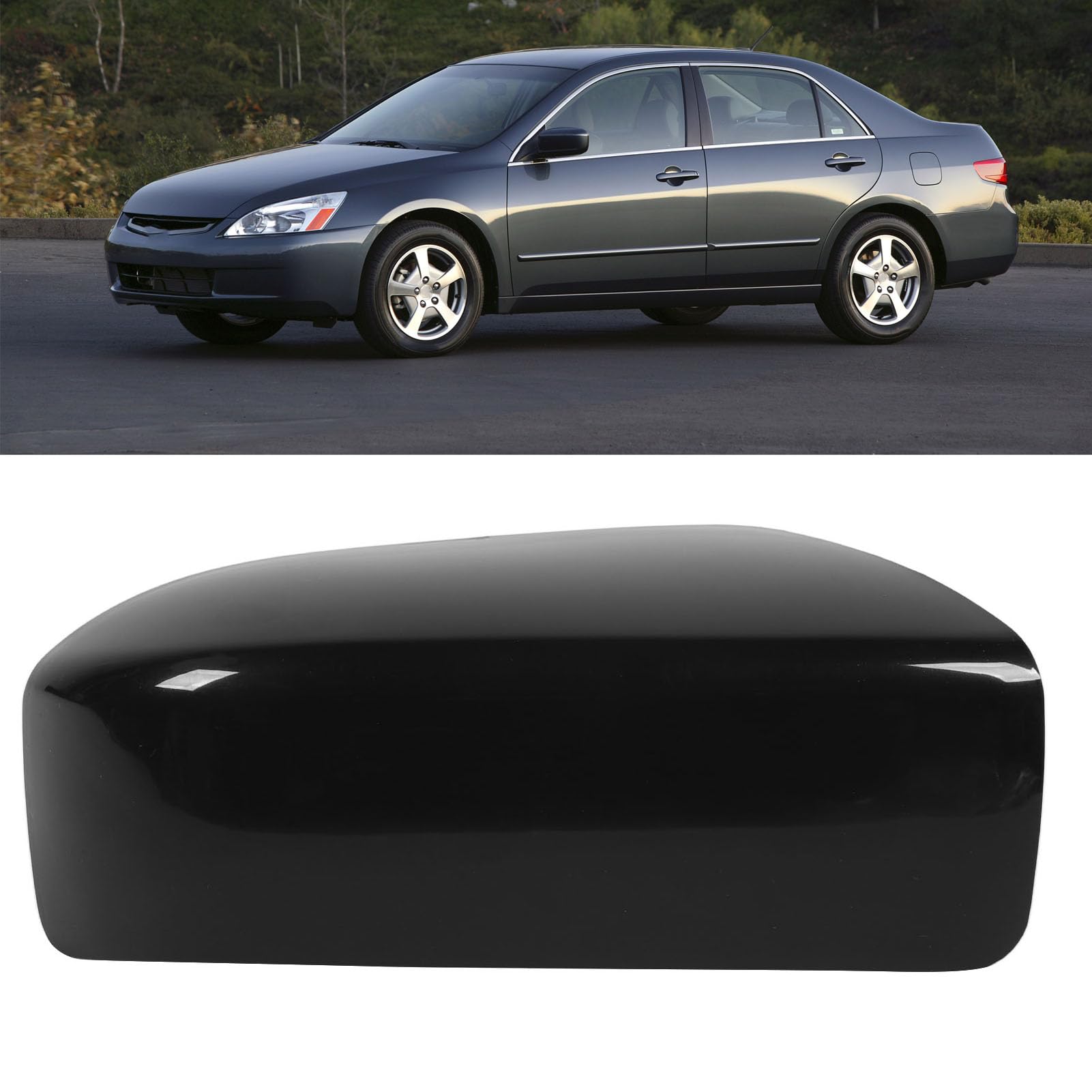 Side Mirror Cover, Side Rearview Mirror Cover Black Weather Proof Protective Door Mirror Cap For Accord 2003 To 2007 (76201 Sdc A11 (Right))