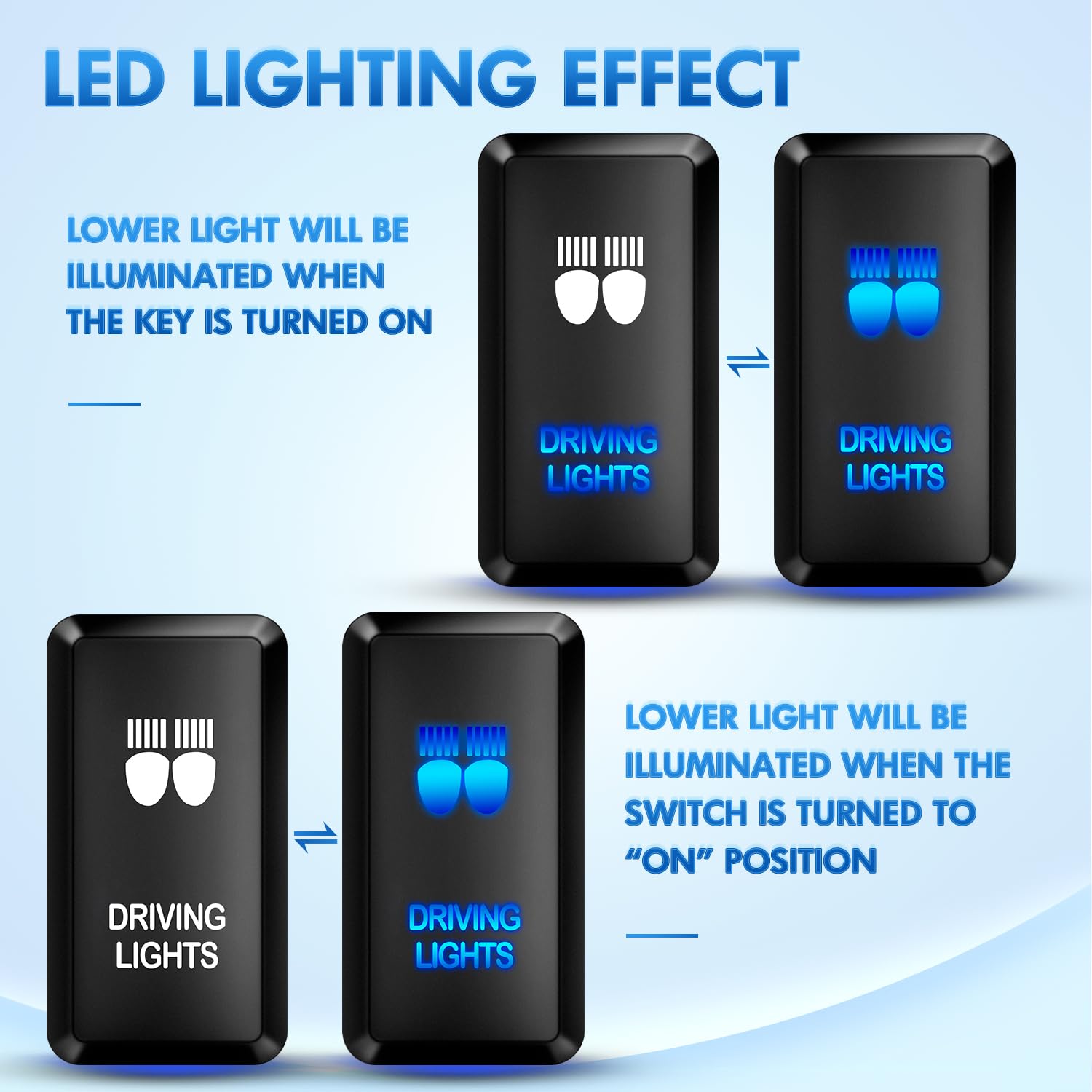 Nilight Driving Lights Push Button Switch 12V On Off Switches With Connector Wire Kit 1.54'' X 0.83'' Replacement For Toyota Fj