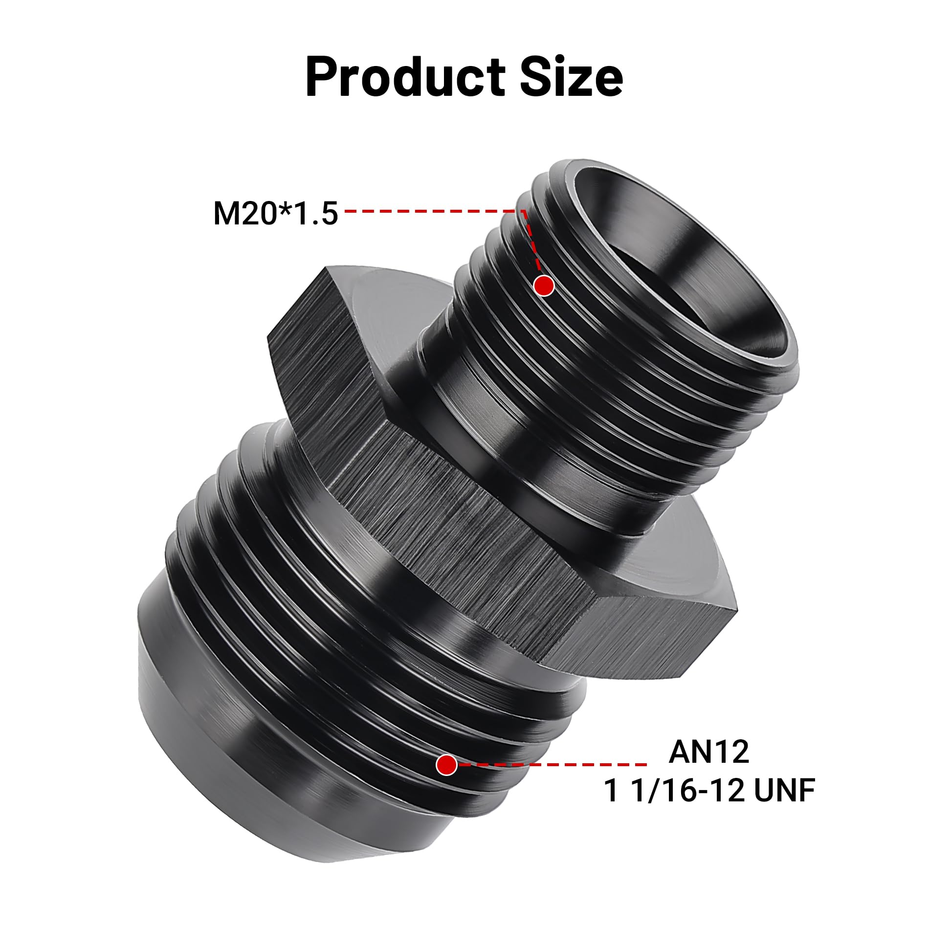 Evil Energy 12An Male Flare To M20 X 1.5Mm Male Metric Fitting Adapter Aluminium Alloy 2Pcs