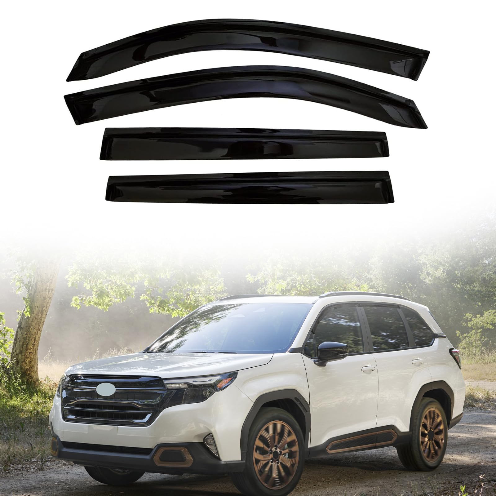 FormiPow Window Visors Rain Guards Shield for 2025 Subaru Forester, Tape-On Mugen Style, Highly Flexible Window Wind Deflectors 