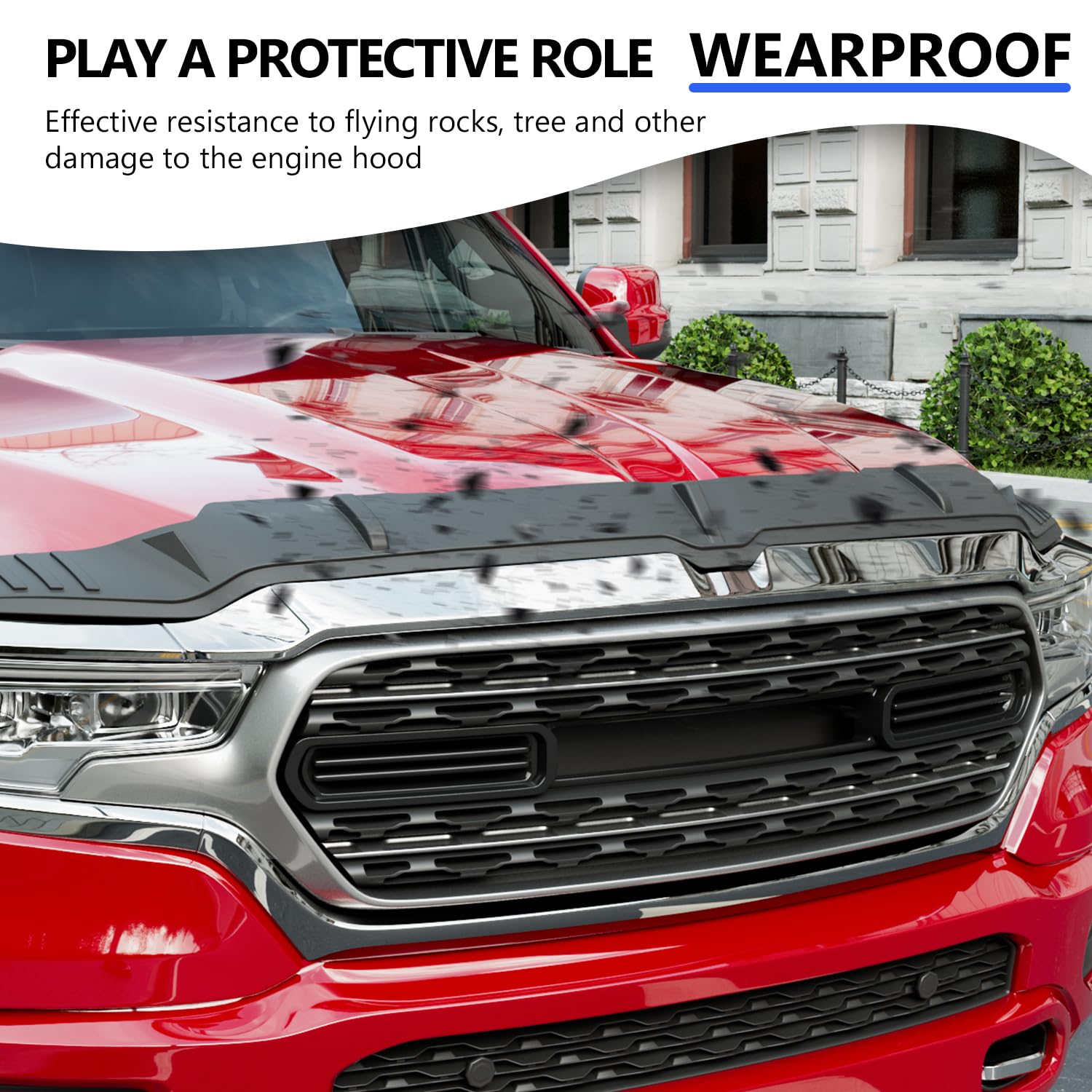 CZmenghe Hood Protector Compatible with 2019-2025 Dodge RAM 1500 Hood Deflector TPE Hood Shield Replacement for 2019-2023 2024 2
