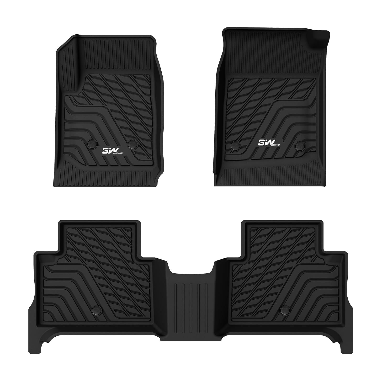 3W Floor Mats Fit For 2015-2022 Chevy Colorado Crew Cab/Gmc Canyon Crew Cab, Full Tpe All Weather Chevy Colorado Car Mats 1St &