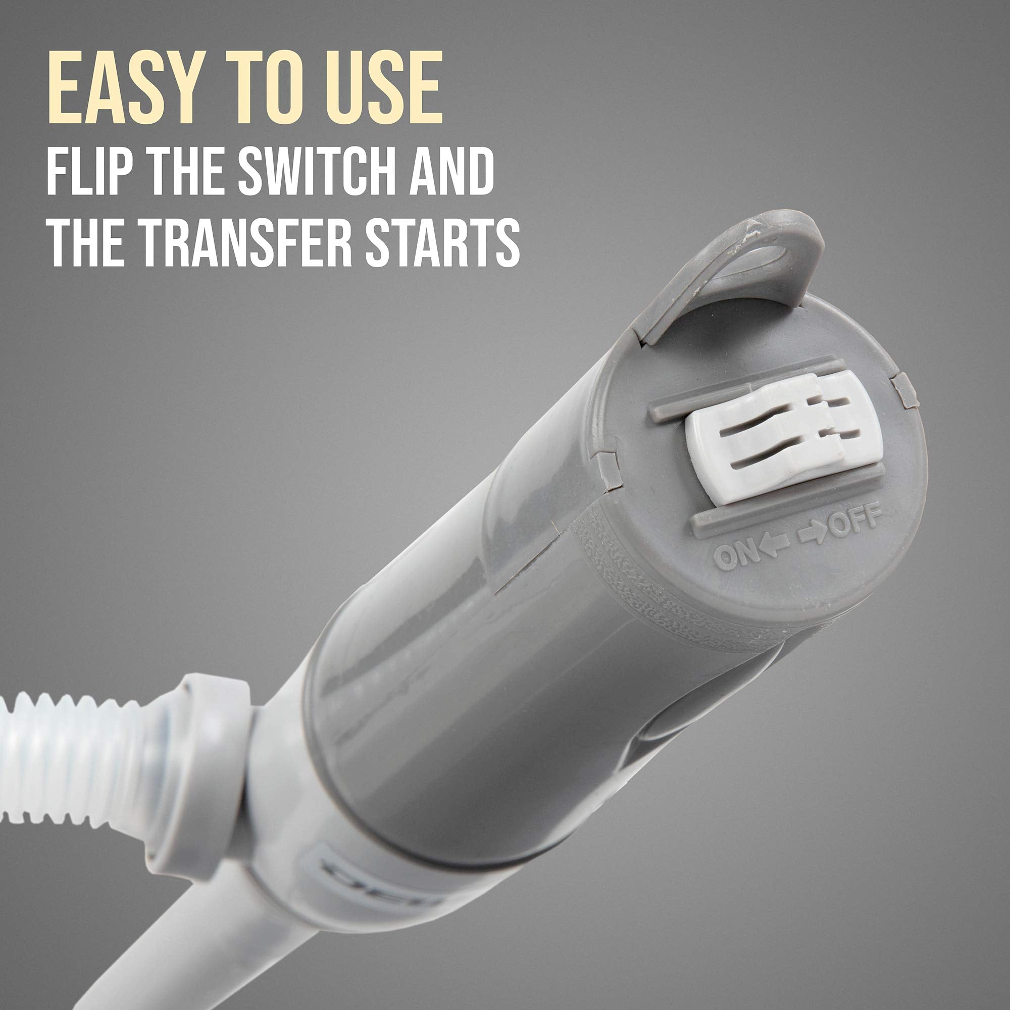 Deway Automatic Fuel Transfer Pump - 3X More Powerful D Battery Powered, Extra Long Hose Fits All Size Cans, Portable Liquid Pum