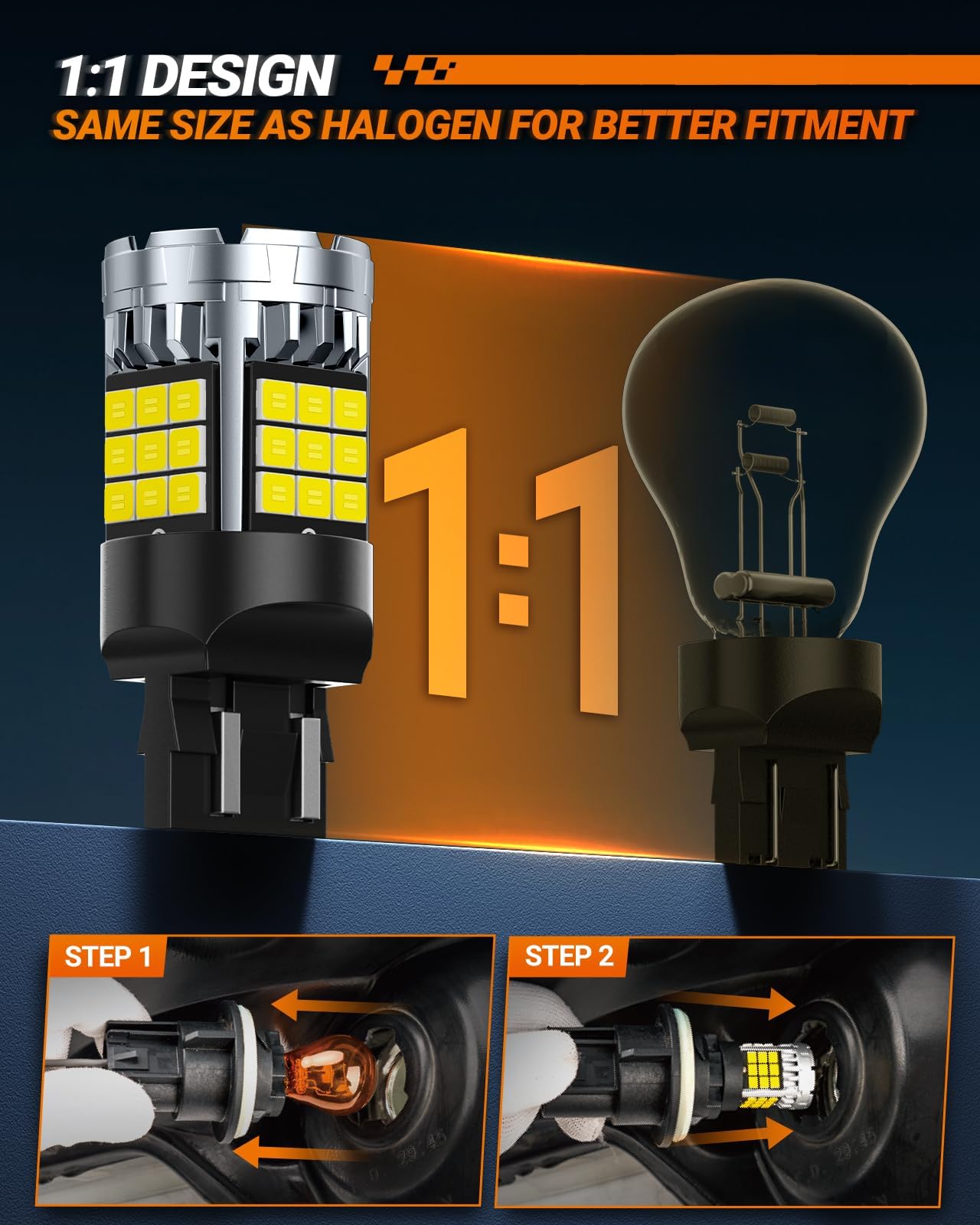 Sealight 7443 7440 Led Bulbs Reverse Light, 6000K White, 600% Brighter Than Halogen, 7444 T20 W21W Led Lamps For Reverse Light D