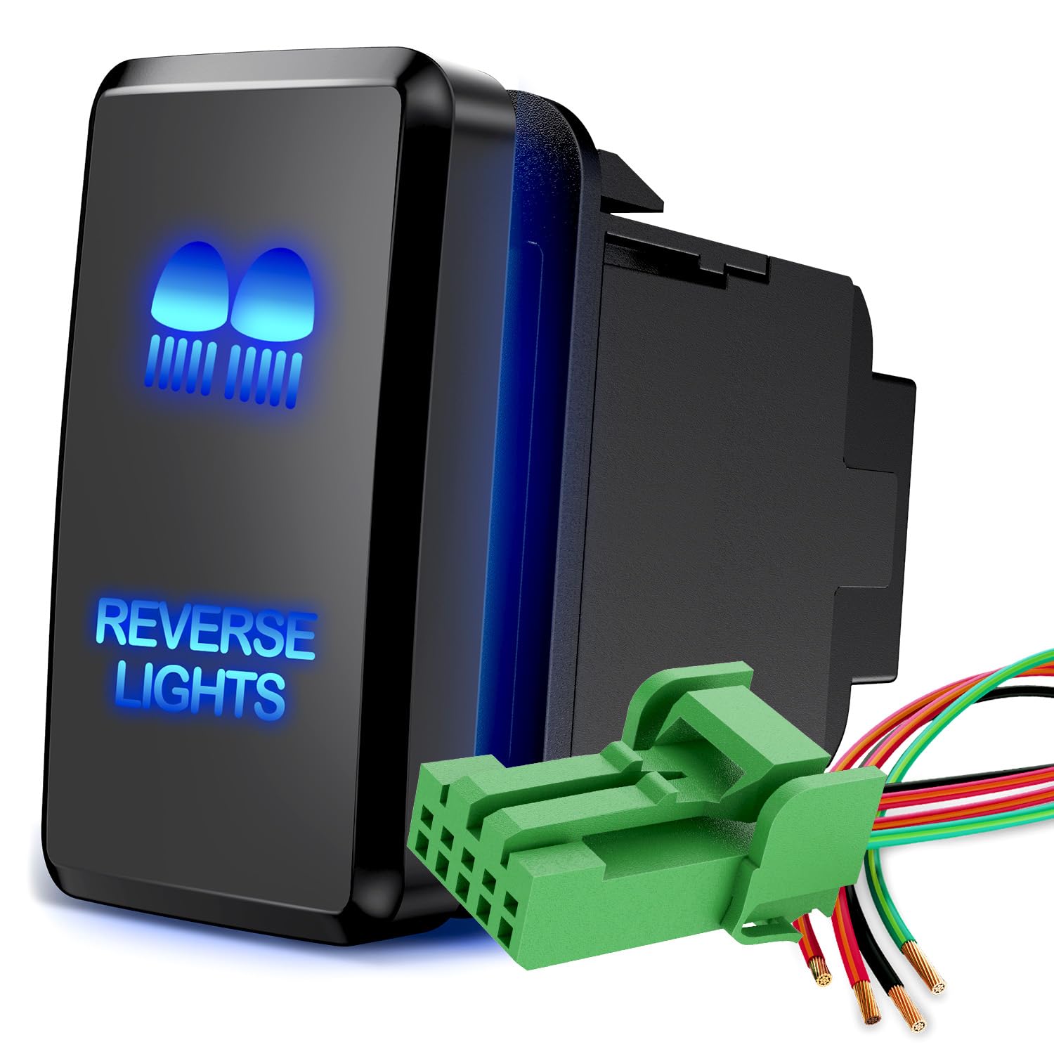 Nilight Reverse Lights Push Button Switch 12V On Off Switches With Connector Wire Kit 1.54'' X 0.83'' Replacement For Toyota Fj