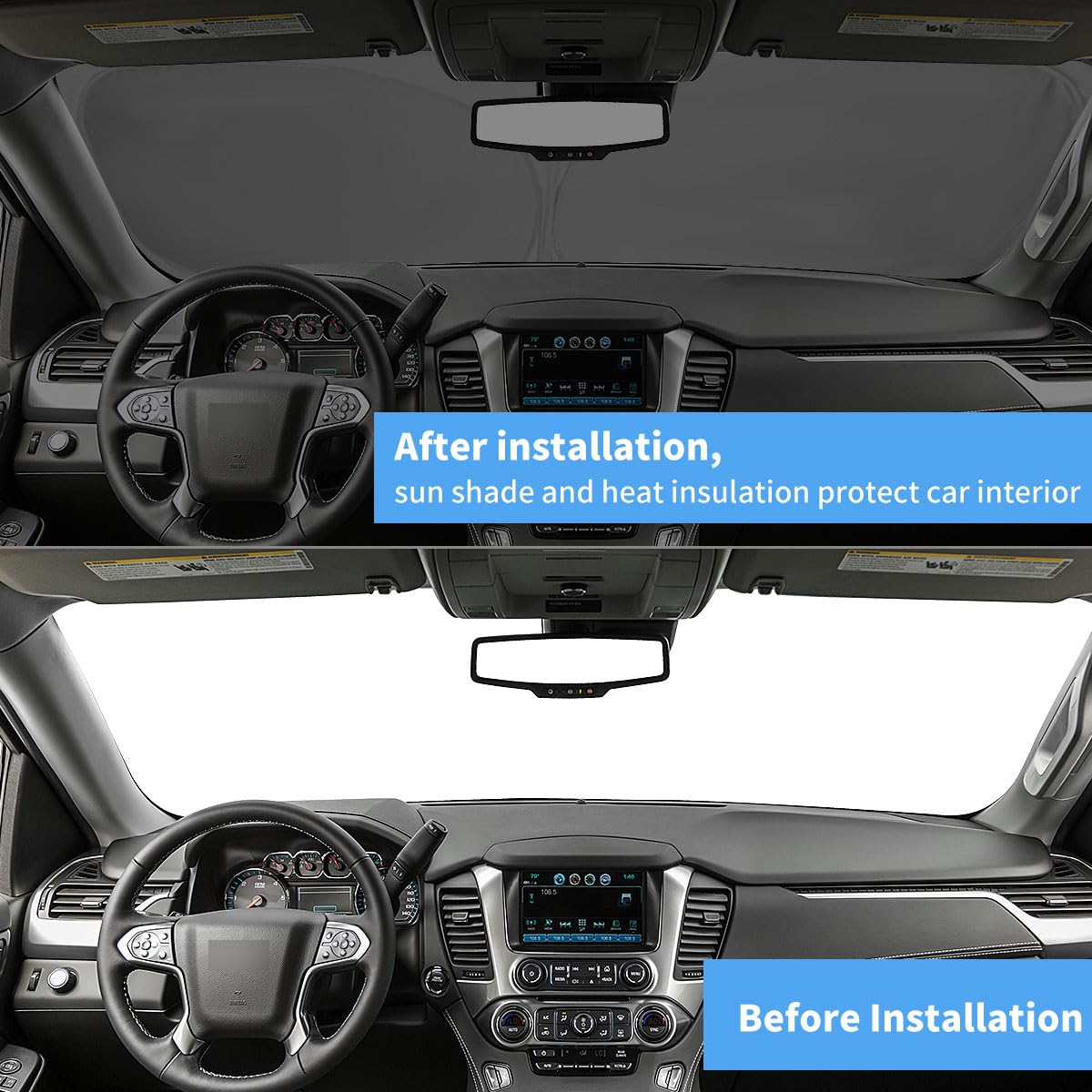 Car Windshield Sun Shade Suv Front Window Sunshade Protector Foldable For 2025 2024 2023 2022 2021 Chevrolet (Chevy) Tahoe Z71,