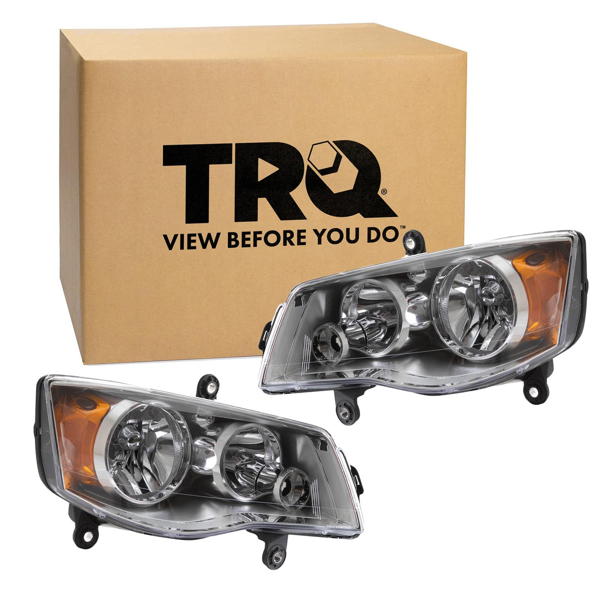 Trq Driver & Passenger Side Headlight Assembly Set Headlights Driver & Passenger Side Compatible With 2008-2016 Chrysler Town &