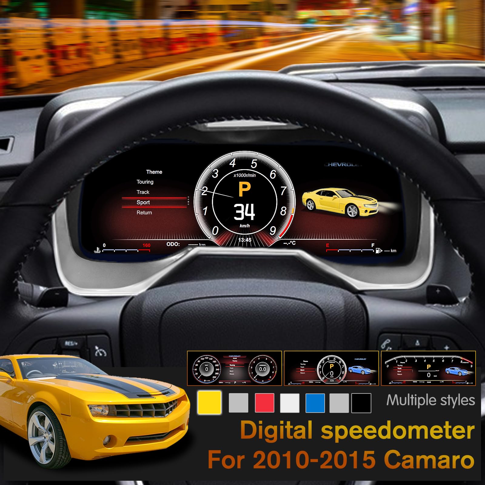 XUENAV Digital Dash for 2010-2015 Chevrolet Camaro SS | LCD Speedometer Instrument Panel Upgrade | ABS Material