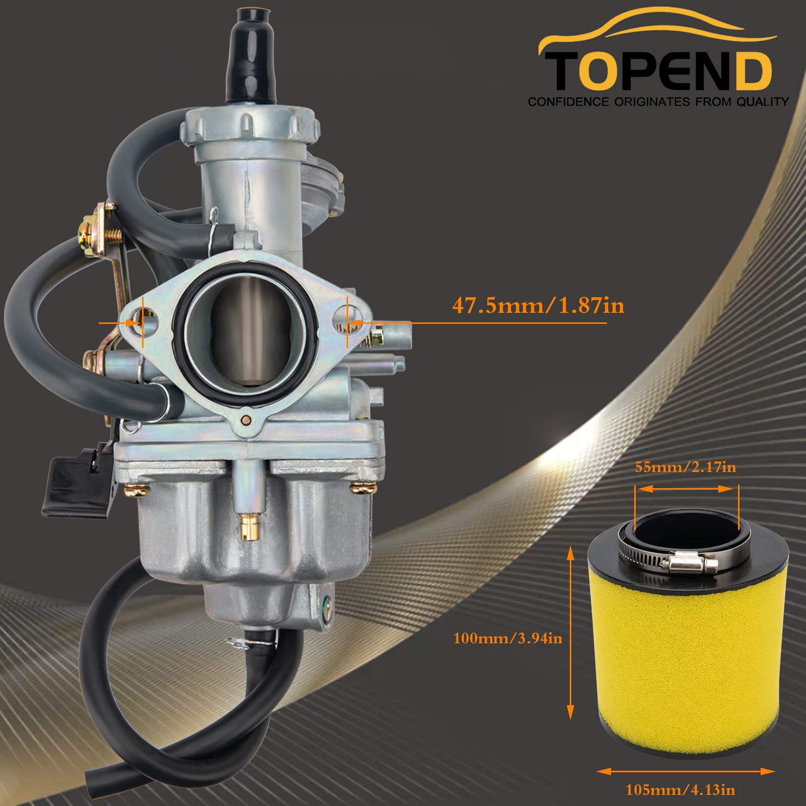 TRX250 Carburetor Compatible With Honda TRX 250 Recon TRX250 Recon TRX250TM TRX250TE ATV Carb TRX250 Carb (with TRX 250 Air Filt