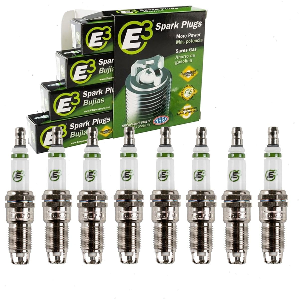 8 pc E3 Spark Plugs compatible with GMC Sierra 1500 4.8L 5.3L 6.0L 6.2L V8 1999-2013