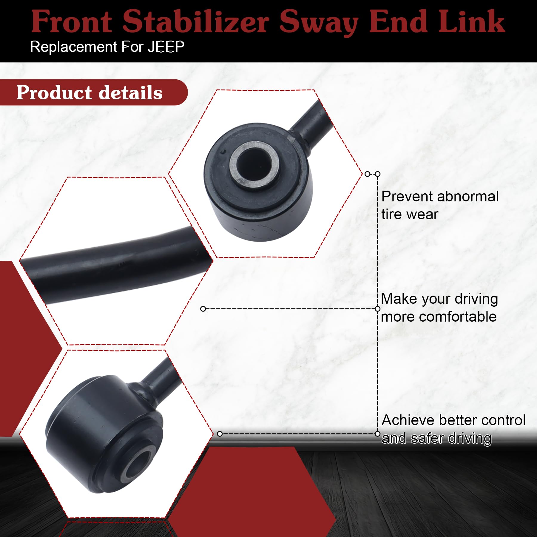Stiueoav K7391 Sway Bar Link - Front Stabilizer End Link Compatible With 2002-2007 Liberty