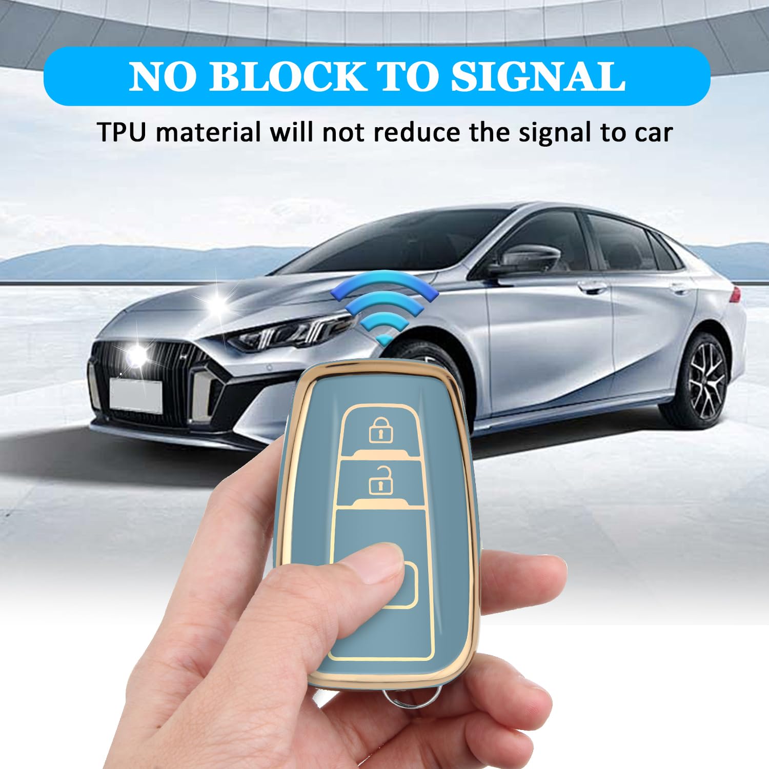 Mild East For Toyota 4Runner Key Fob Cover With Keychain, Soft Tpu Full Protection Key Case Shell Compatible With 2016-2024 Rav4