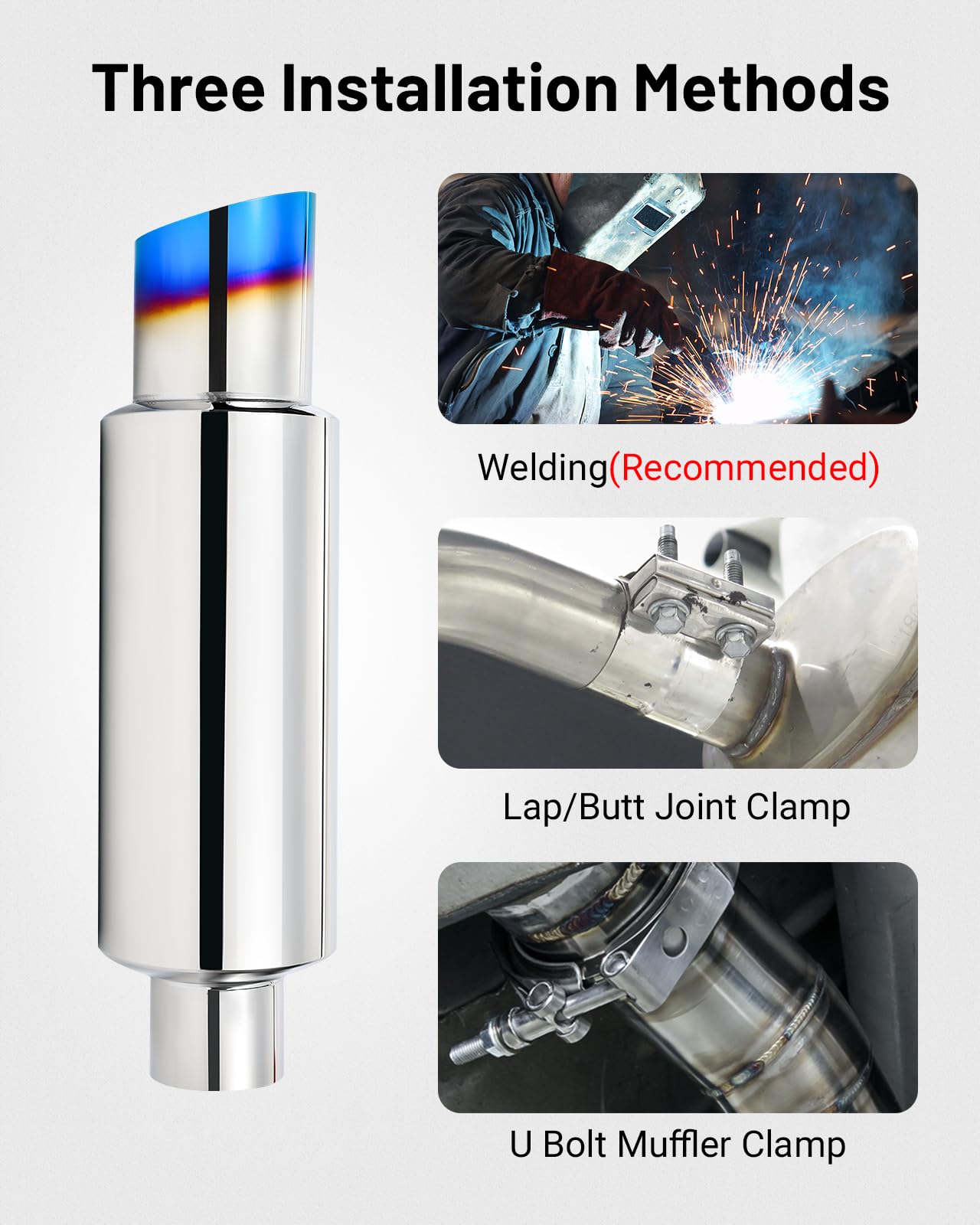 Evil Energy Exhaust Muffler,Stainless Steel Exhaust Tip,Universal 14.6 '' Length (Burnt,2.25 '' Inlet 3 '' Outlet)