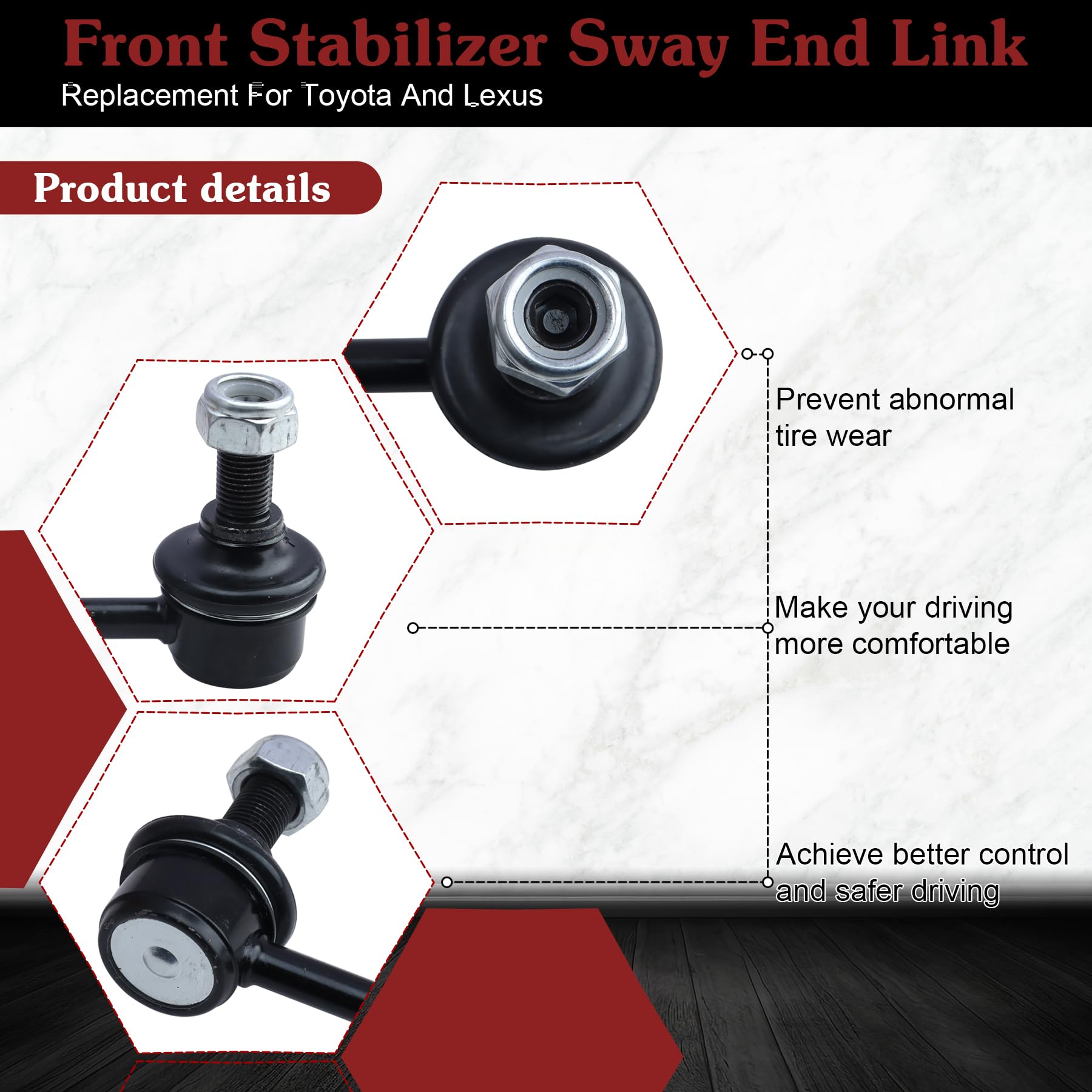 Stiueoav K90344 Sway Bar Link - Front Stabilizer End Link Compatible With 2002-2003 Lexus Es300?2004-2006 Lexus Es330/Rx330?2005