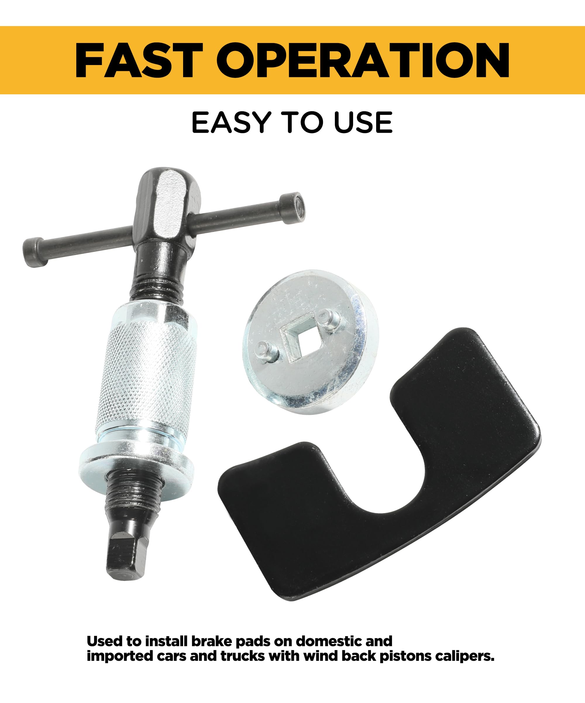 Sujade Yakefly Brake Caliper Piston Rewind Tool, Brake Piston Wind Back Tool,Car Rear Brake Pad Wind Back Tool,Right Handle Set Brake Caliper Wind Back Tool For For Replacement Of Rear Brake Pad