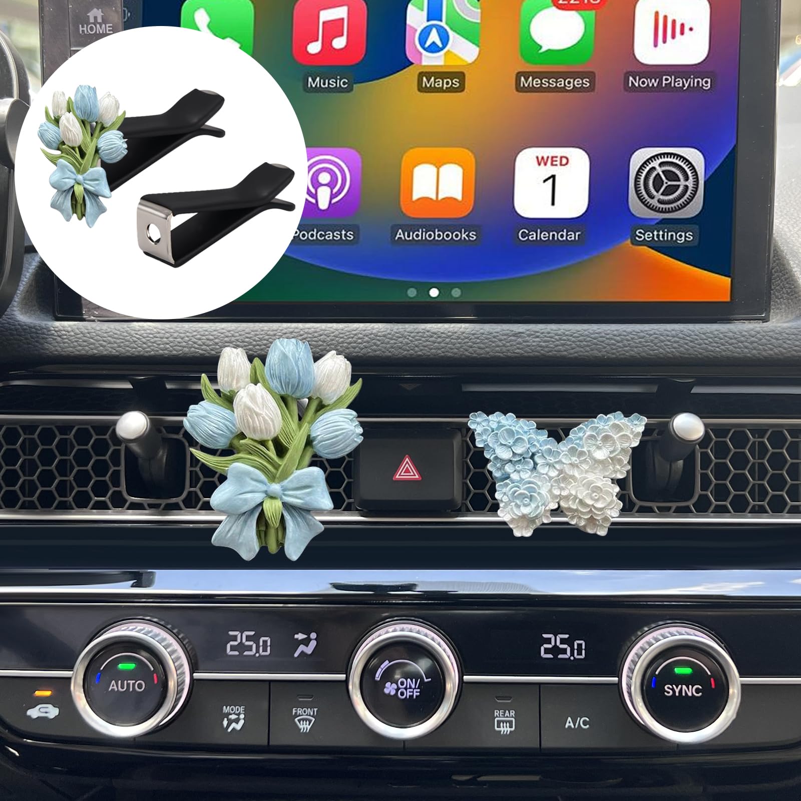 moonateen 20 Pieces Square Head Car Vent Clips + 6 Adapters for 11th Gen Honda Civic - Custom Fit Car Air Fresheners for Honeyco