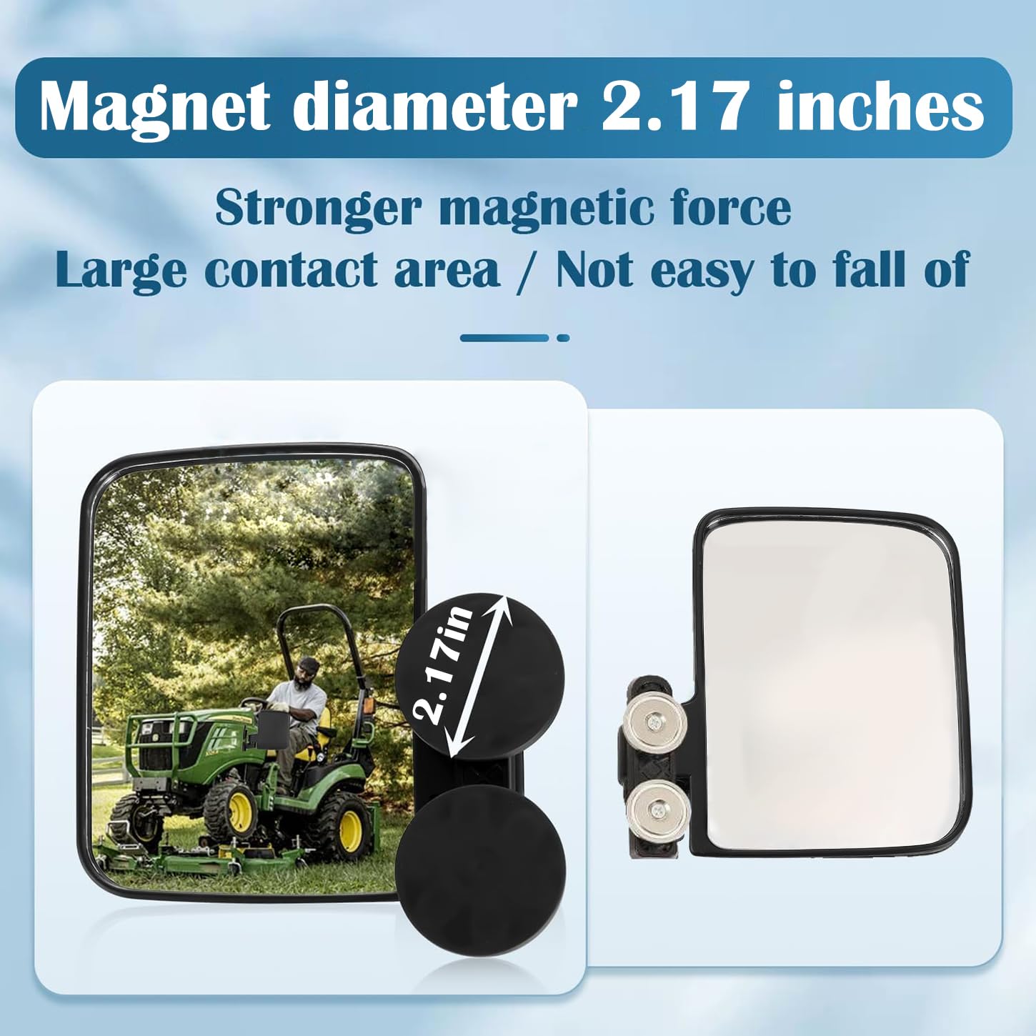 Magnetic Tractor Mirrors, Rearview Mirrors Compatible With Mahindra, Kubota, John Deere, And Lawn Mover Side Mirrors With Strong