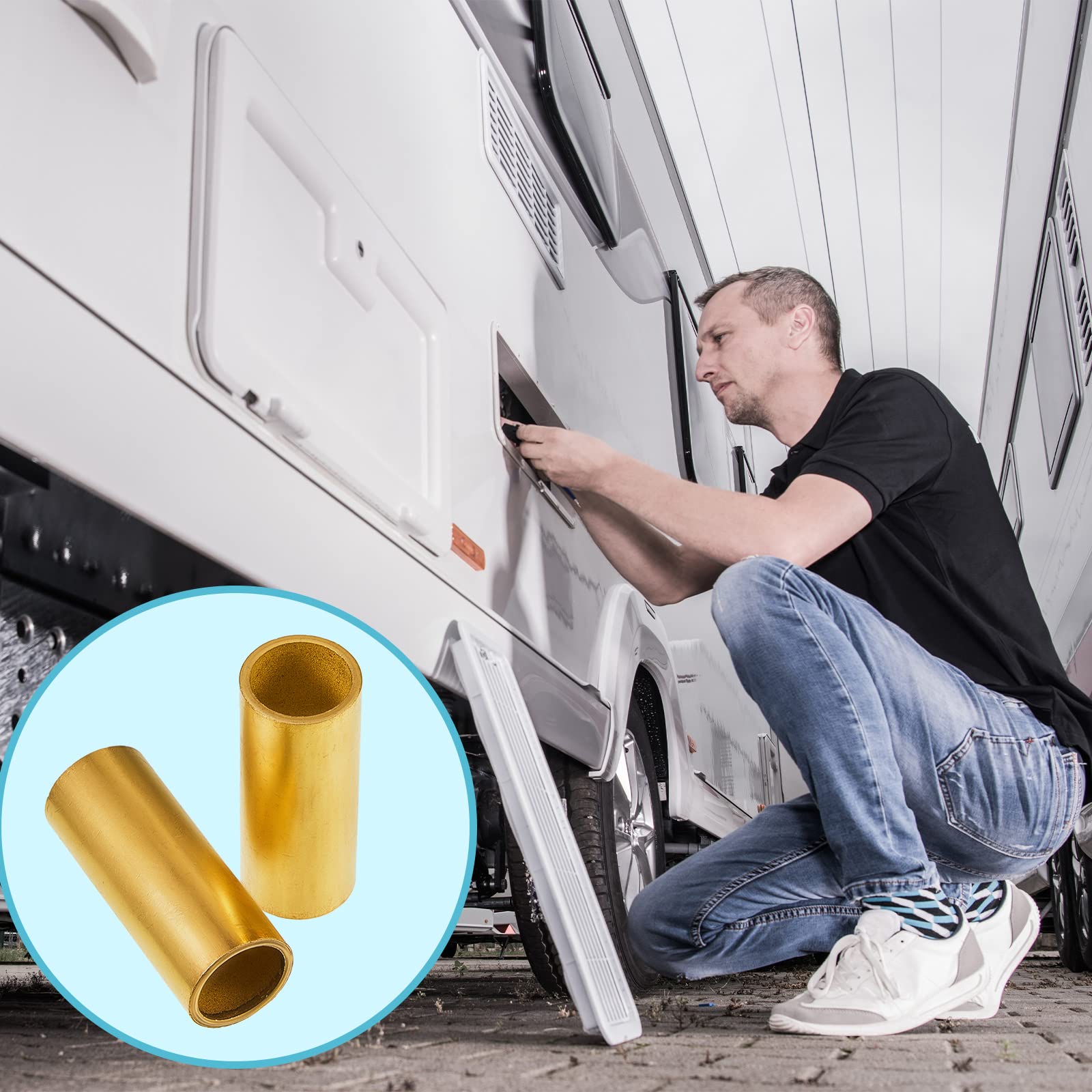 Dunzy 16 Pcs Trailer Leaf Spring Bushing Kit Shackle Bushings Brass Bushings Trailer Axle Bushing Tools for Trailer Axle Replace