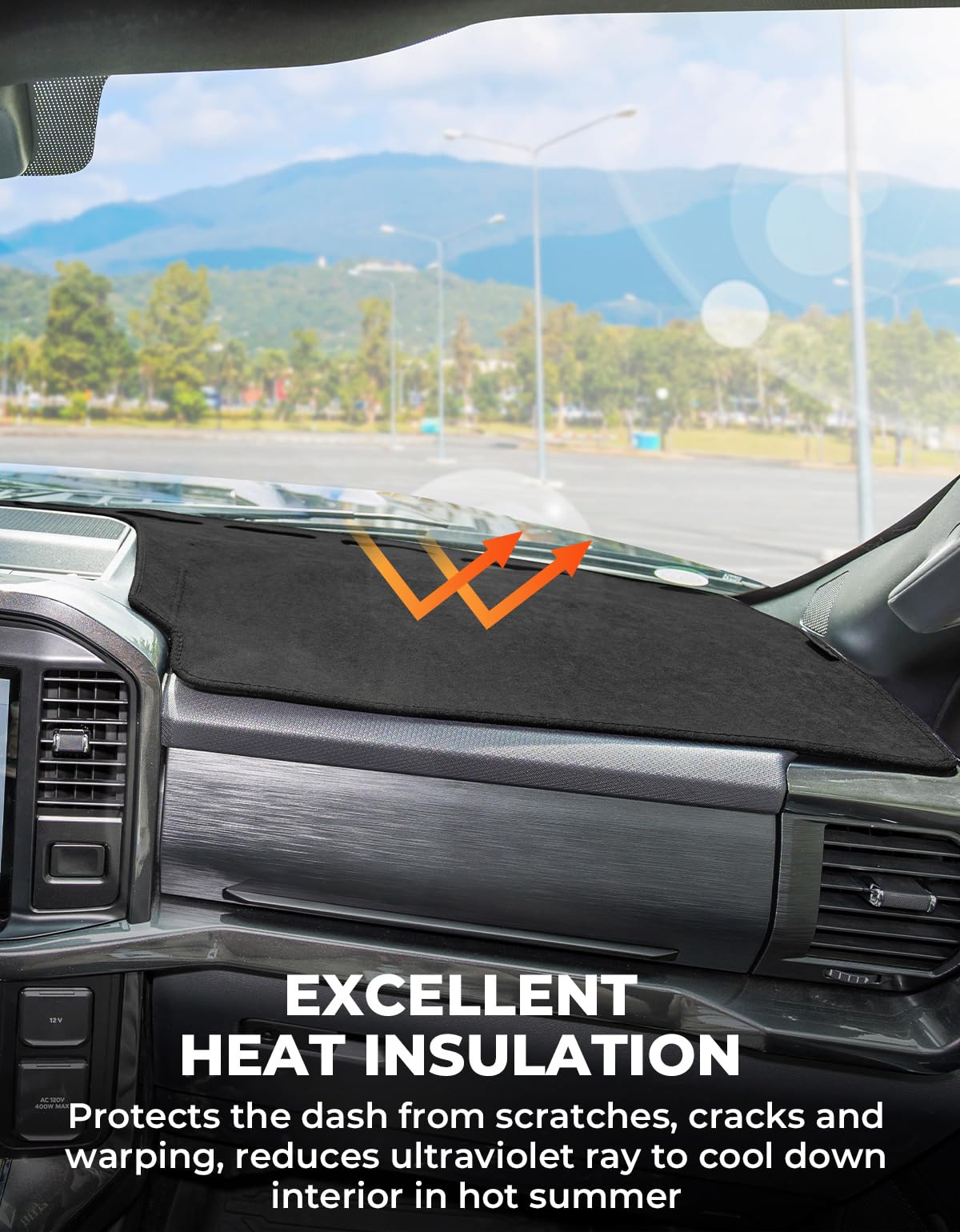 Issyauto Dashboard Cover Mat Dash Cover Compatible With F150 2021 2022 2023 2024 Dash Board Protector Dash Cover Mat