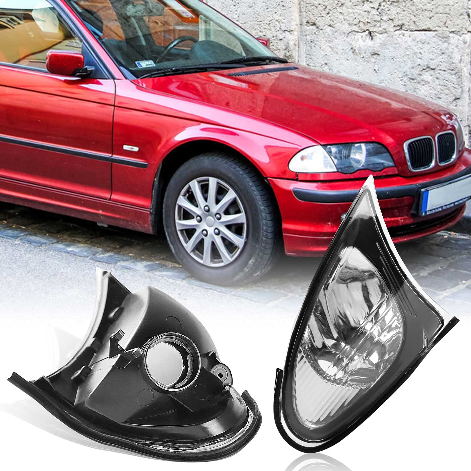 Clear Corner Signal Light,1 Pair Turn Signal Corner Light Lamp Lens Replacement For Bmw E46 3-Series 4Dr 2002-2005 Sedan Clear Corner Parking Marker Light Lens