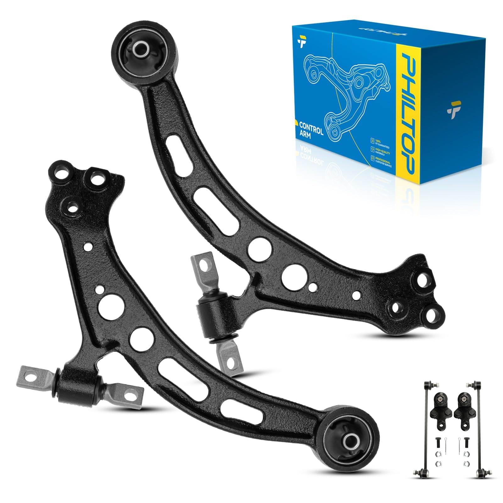 PHILTOP 6pcs Front Lower Control Arms Sway Bar Link for 1997-2001 ES300, 2001-2003 RX300, 1997-1998 Avalon, 1997-2001 Camry Susp