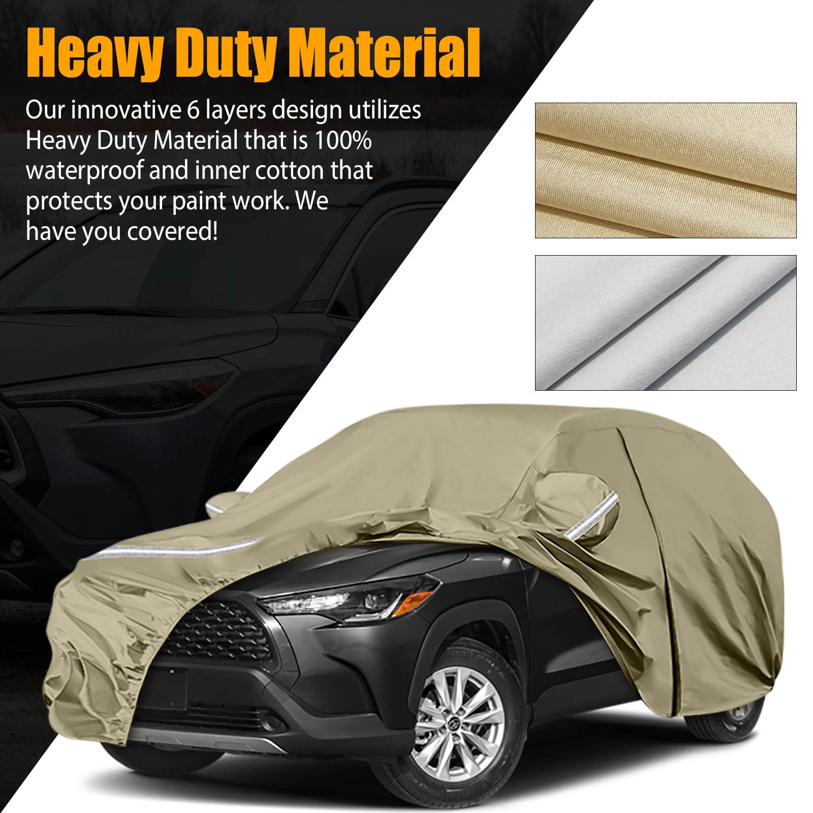 Waterproof Car Covers Replace for 2019-2025 Toyota Corolla Cross, Multilayer Heavy Duty with Cotton Liner All Weather Car Cover