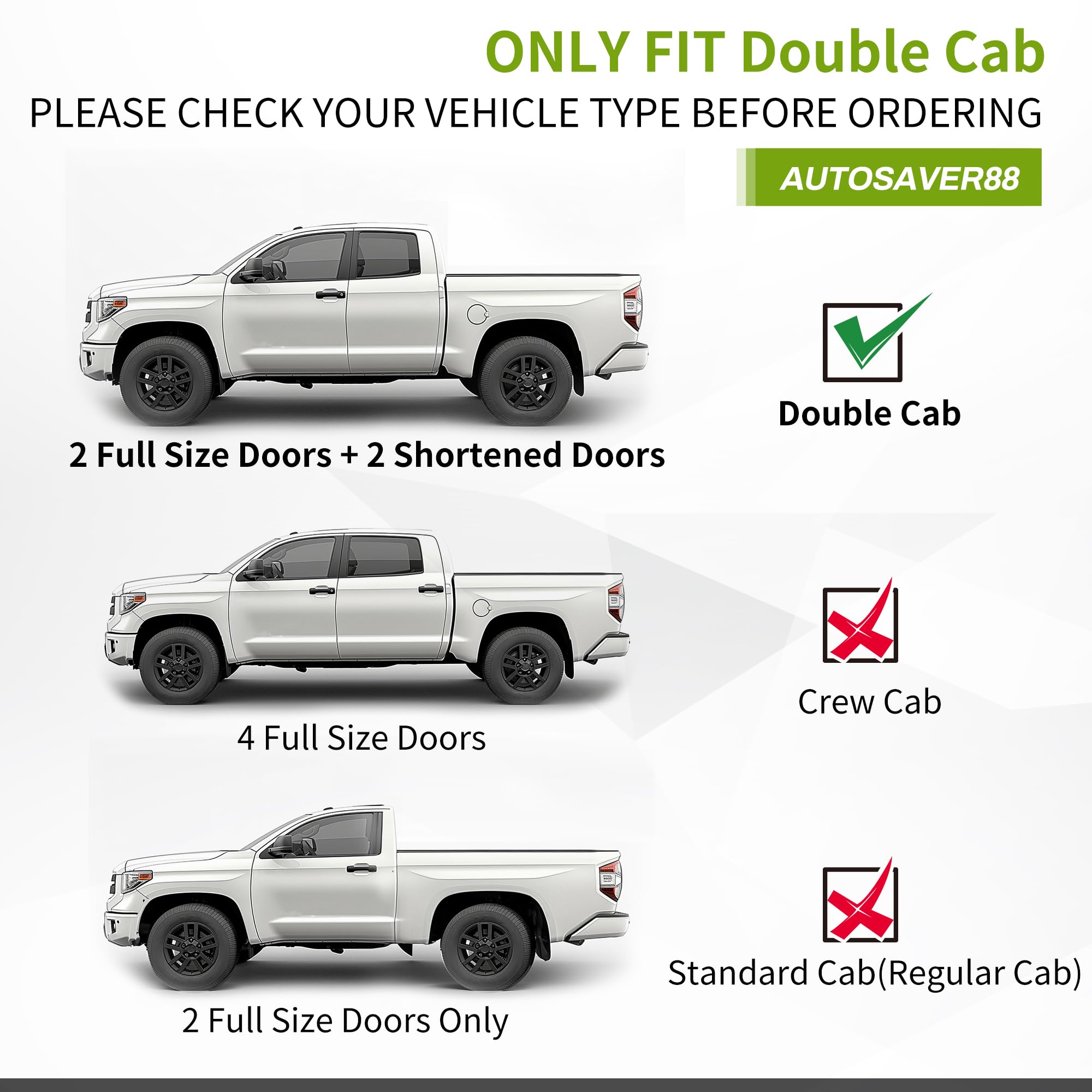 AUTOSAVER88 6 inches Running Boards Compatible with 2007-2021 Toyota Tundra Double Cab(2 Half-Size Rear Doors), Side Steps Nerf