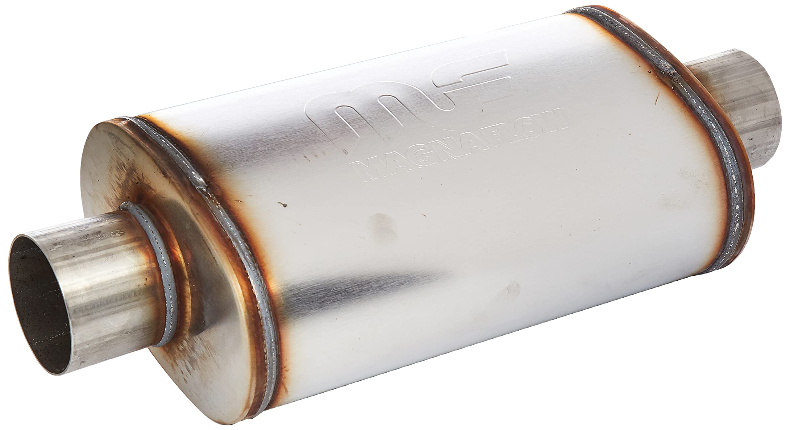 MagnaFlow Performance Exhaust Muffler 12219: 3''/3'' Inlet/Outlet, 5x8x14'' Oval, Stainless Steel, Satin Finish