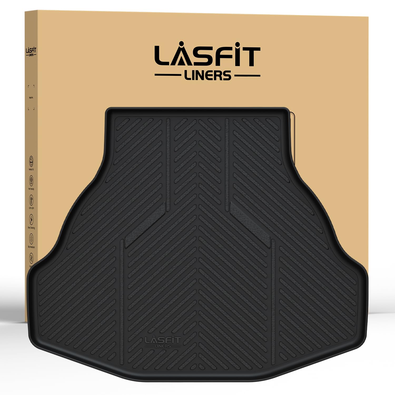 LASFIT Trunk Mat for Honda Accord 2013 2014 2015 2016 2017 Sedan Only, All Weather Custom Fit TPE Cargo Mat Trunk Tray Cargo Tra