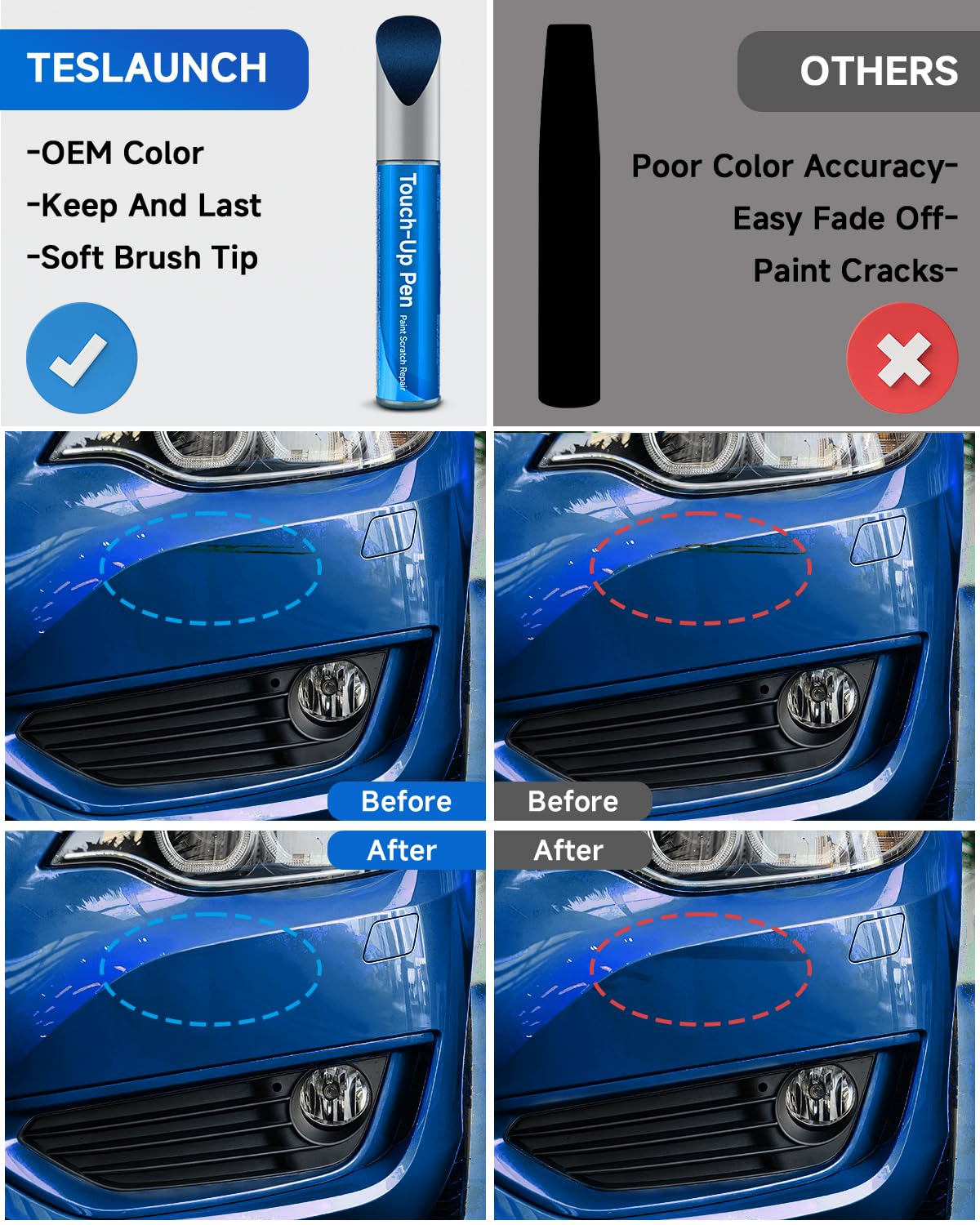Teslaunch Touch Up Paint For Bmw,Phytonic Blue Metallic(C1M) Exact Match Touch Up Paint Car Scratch Repair (Phytonic Blue Metall
