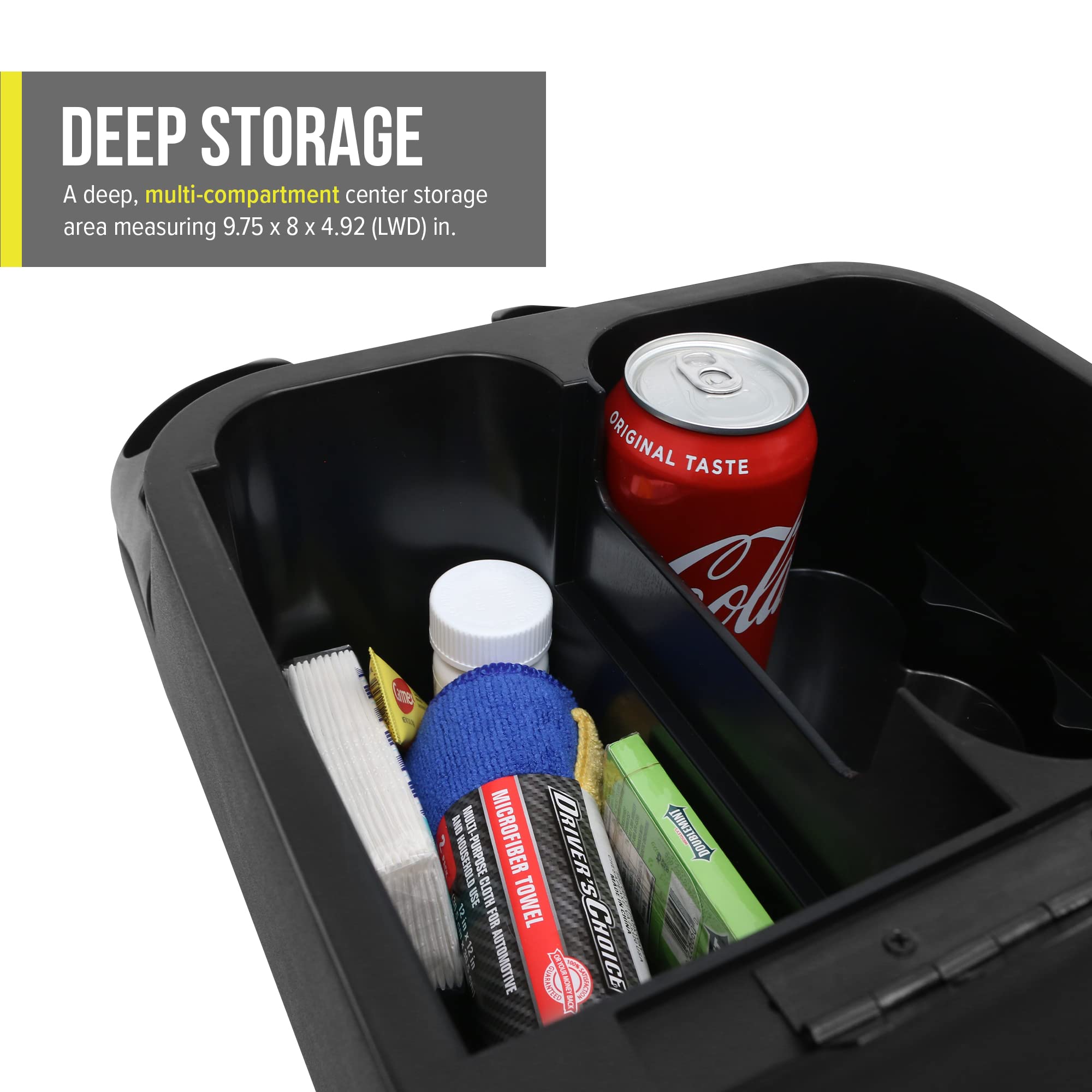 Moblorg Center Console For Truck Bench Seats, Vehicle Organizer, Medium, High-Quality Vinyl, Made In Usa (Black)