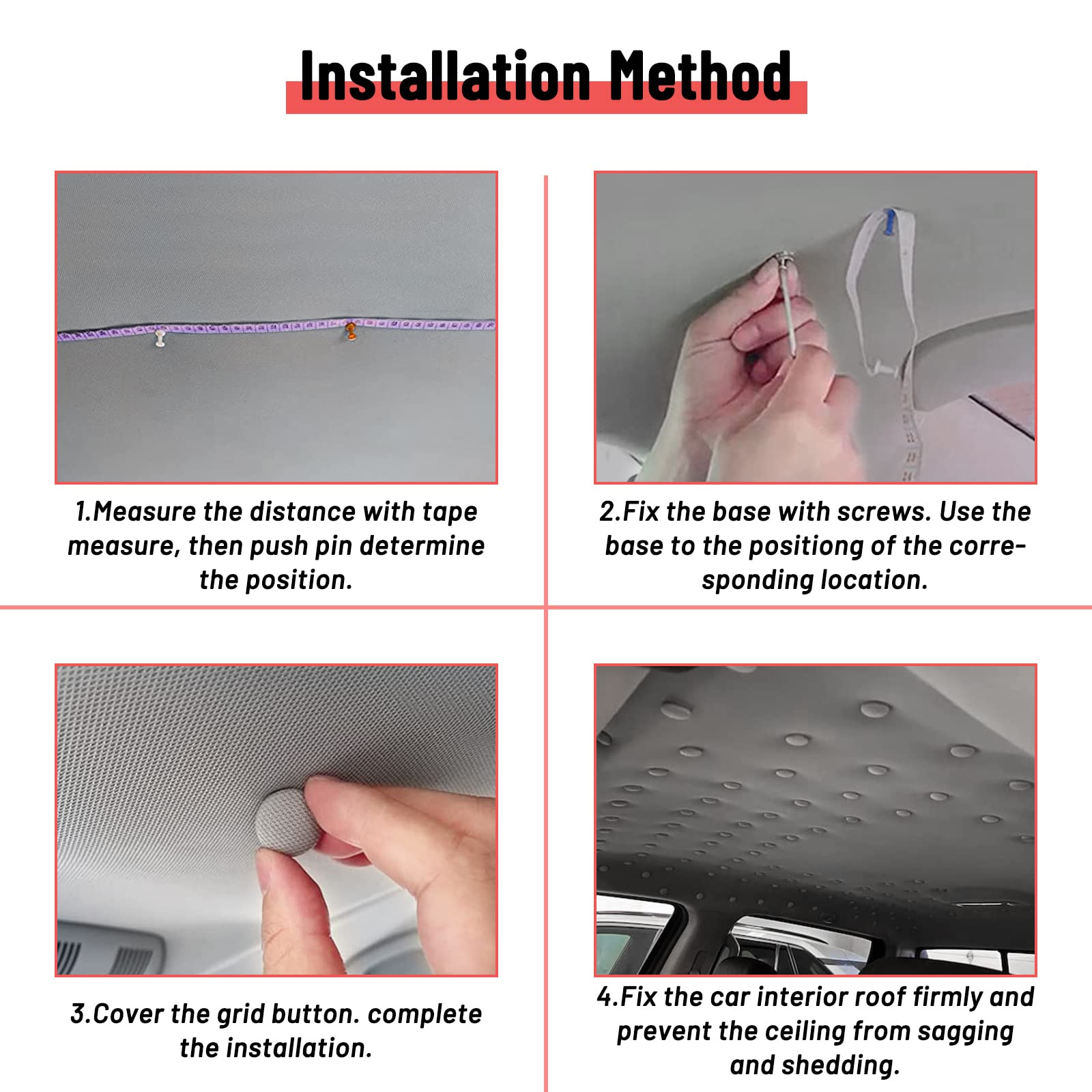 362 pcs Car Roof Headliner Repair Kit 90 Kits Auto Roof Snap Pins Rivets Retainer for Car Roof Flannelette Fixed with Installati