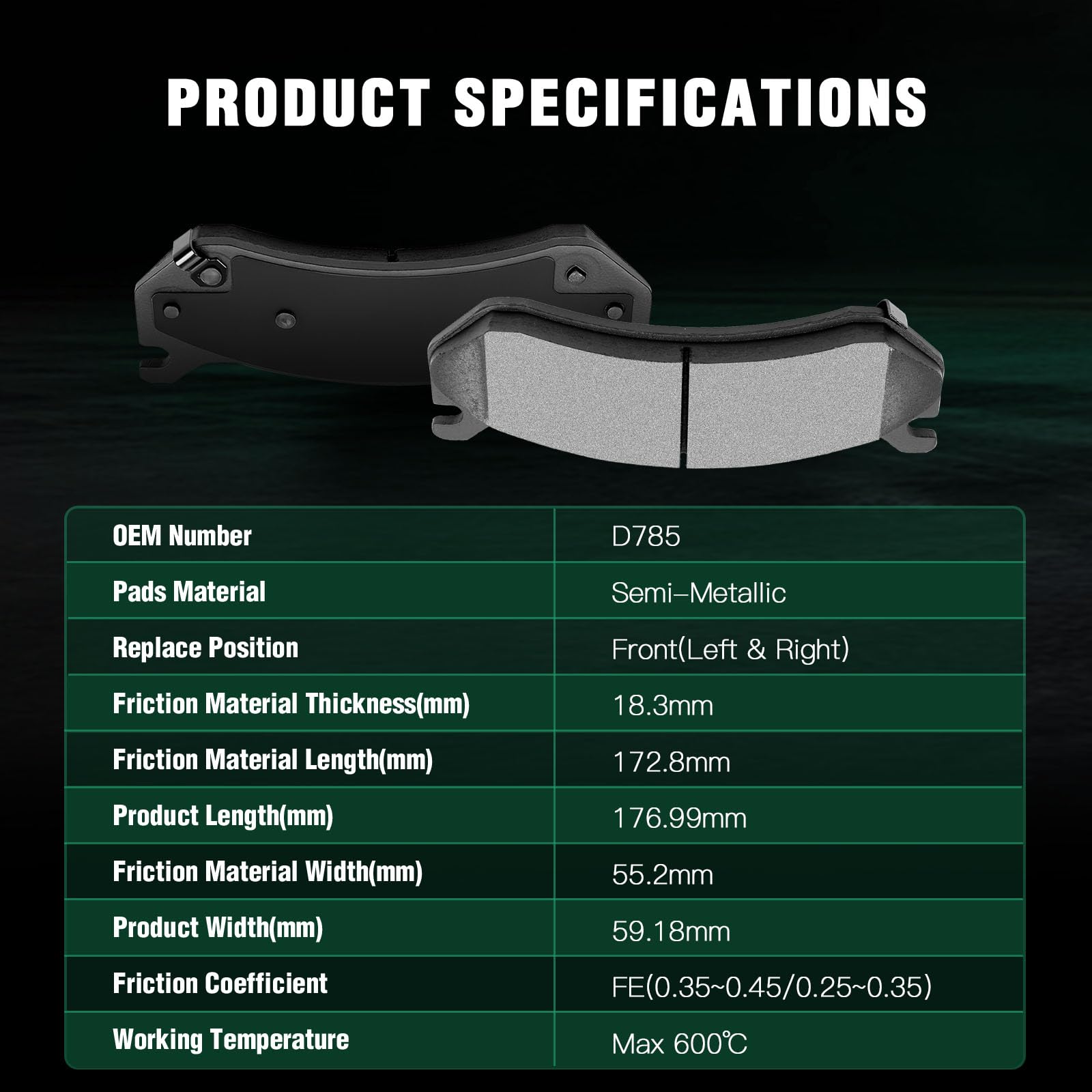 Automuto 8Pcs Front & Rear Disc Brake Pads Set D834 D785 For Cadillac Escalade Escalade Esv Escalade Ext For Chevrolet Avalanche