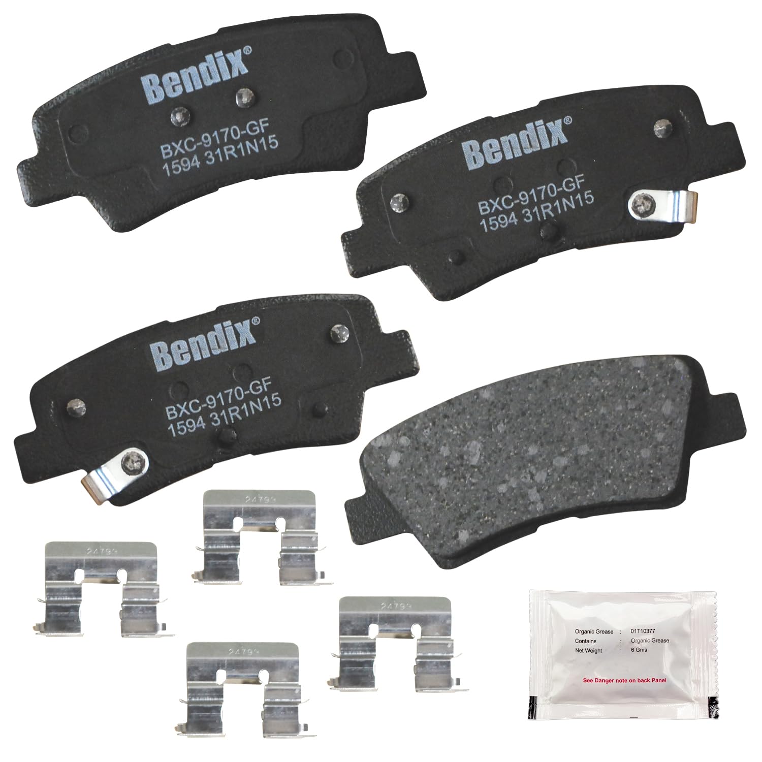 Bendix Priority1 Cfc1594 Ceramic Rear Brake Pads For Select Models Hyundai Elantra Gt, Sonata, Veloster, Kia Cadenza, Forte, For