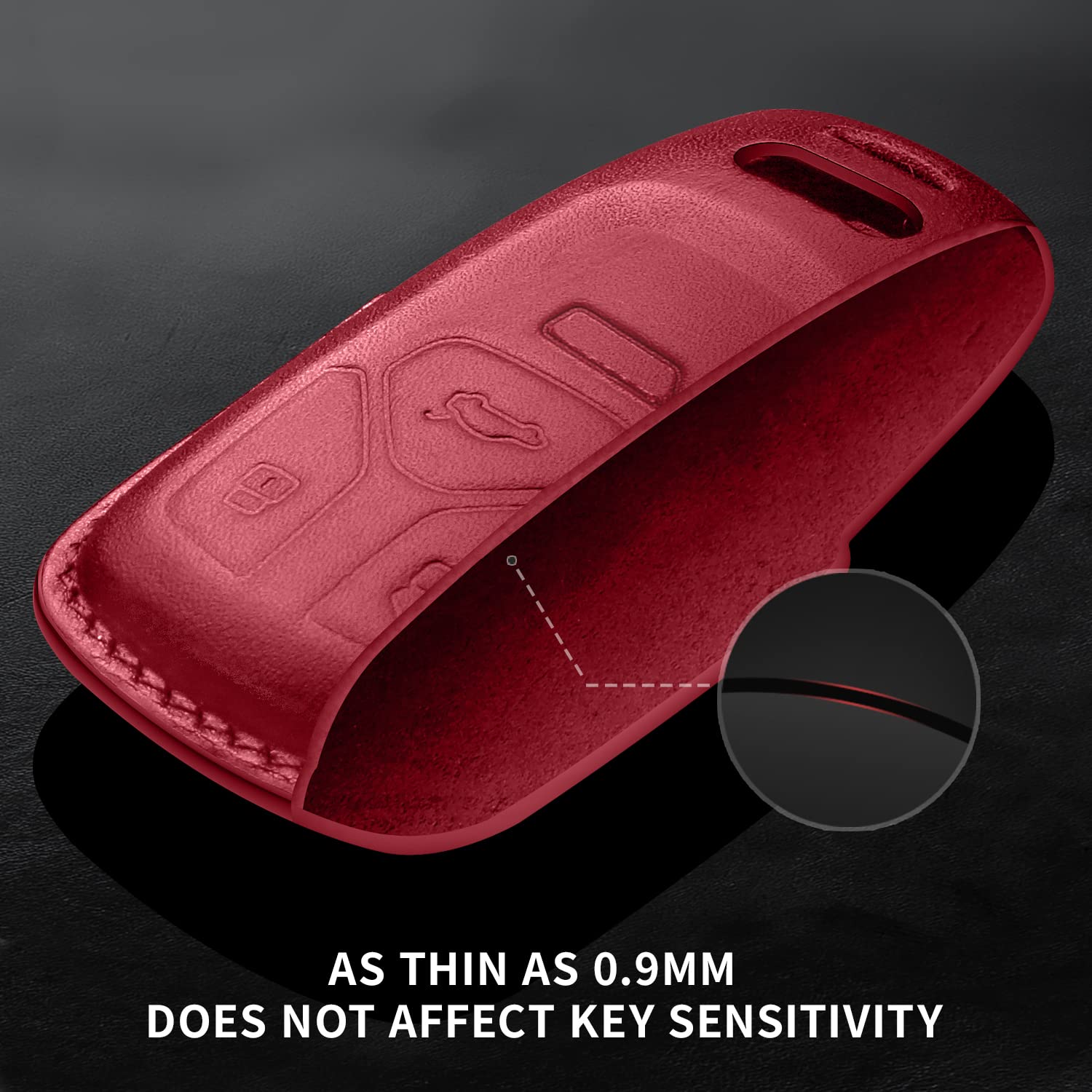 Tukellen for Audi Key Fob Cover Genuine Leather with Keychain,Leather Key Case Protector Compatible with Audi A4 Q7 Q5 TT A3 A6