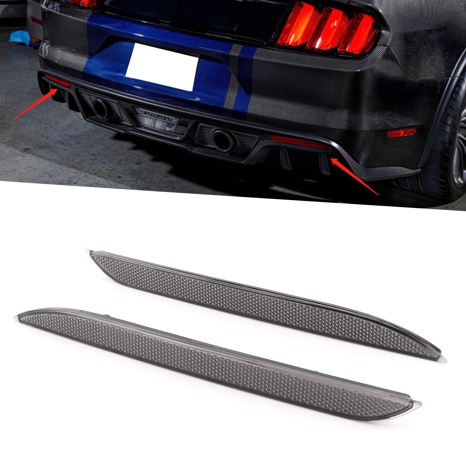 Tbest Rear Bumper Reflectors,Rear Bumper Light Reflector Replacement Fit Replacement For Mustang 2015?2017