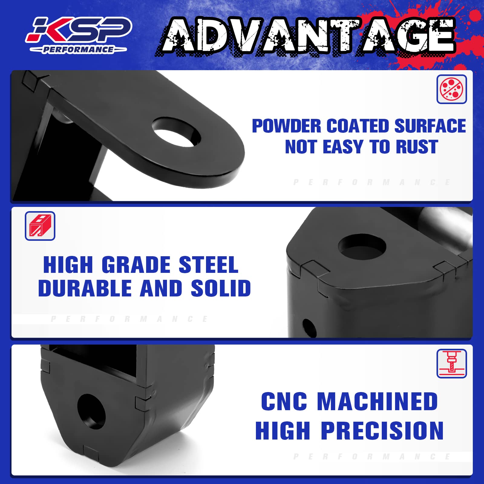 KSP PERFORMANCE Rear Shock Extender for 1999-2024 Silverado/Sierra 1500, 2-4" Lift, Alloy Steel, Black Powder Coated, Model 9R202