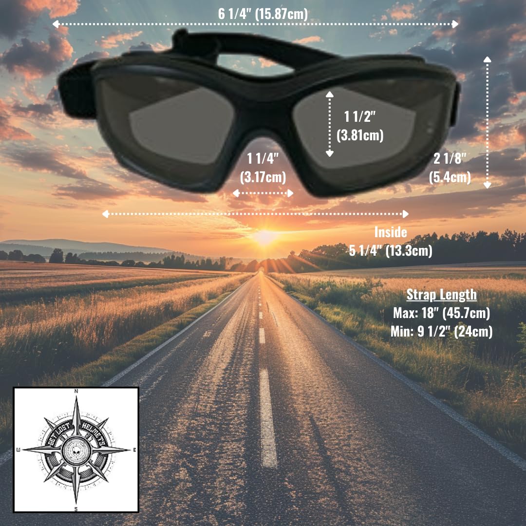 Tinted Motorcycle Goggles For Men: Heavy-Duty Riding Goggles w/Hard Case, Cleaning Cloth & Pouch by Get Lost (Smoke)