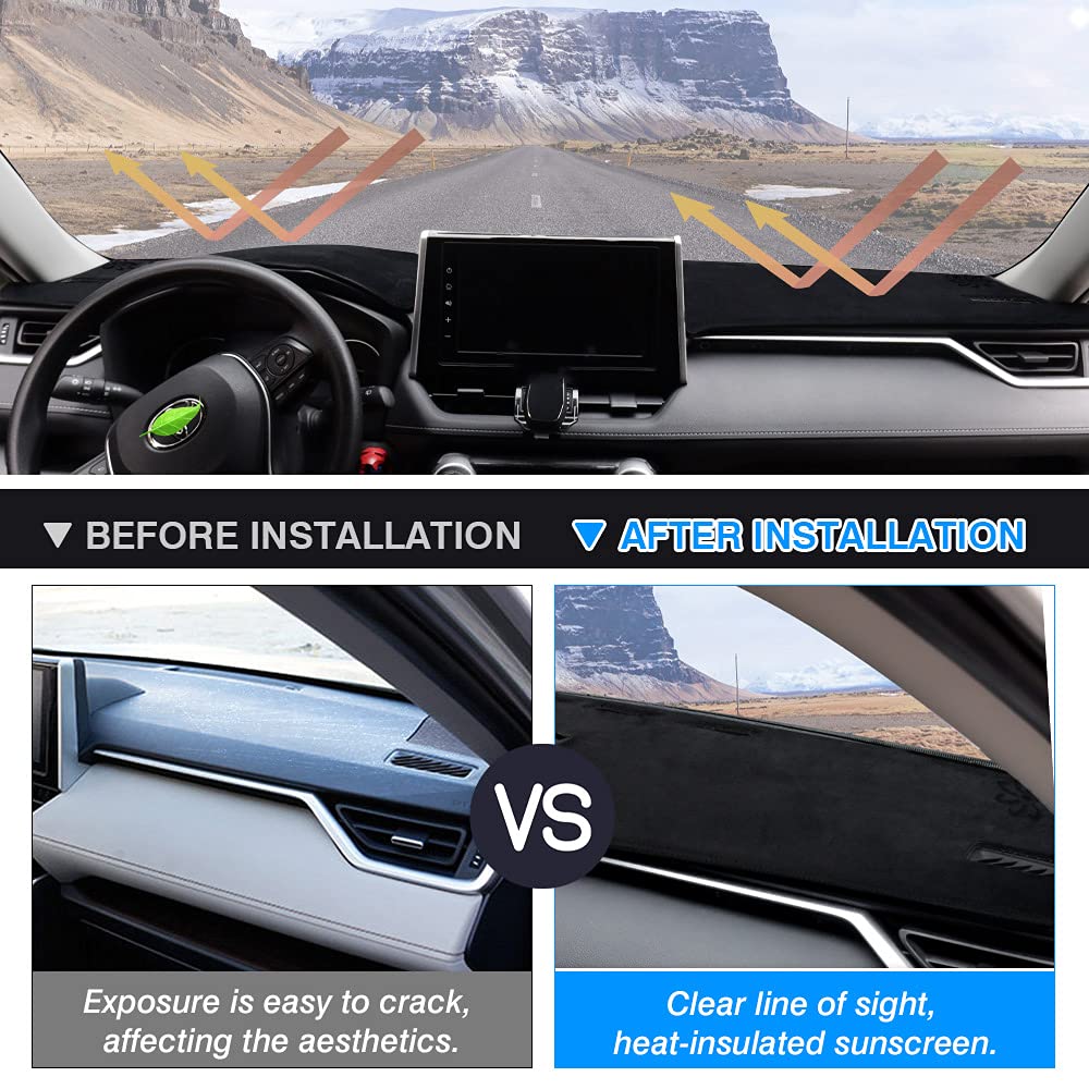 Cartist Dashboard Cover Mat For 2019-2022 2023 2024 2025 Toyota Rav4 Accessories Dash Cover Suede Dash Mat Sunshade Glare Uv Ray