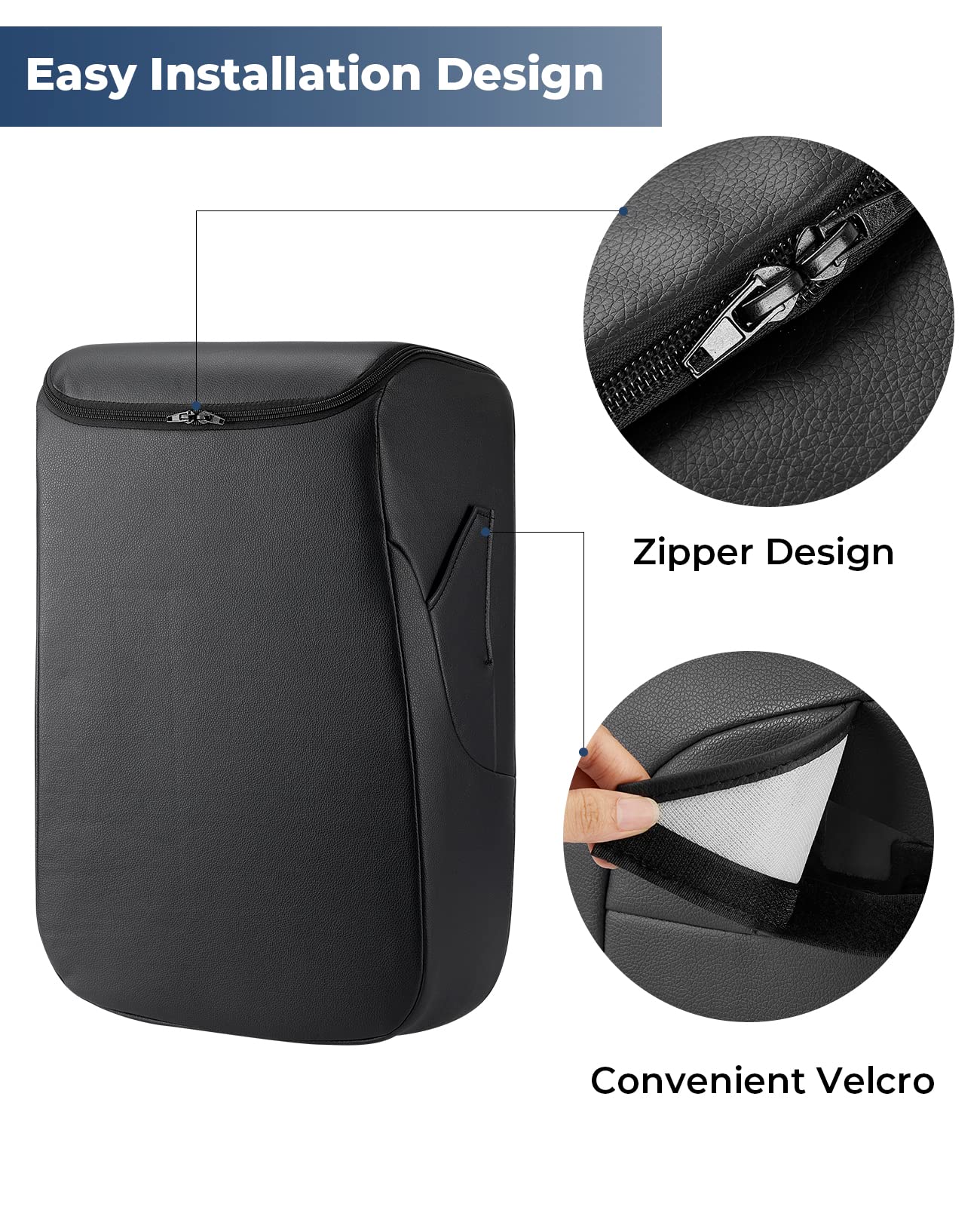 Issyauto Armrest Cover Compatible With 2007-2014 Silverado Suburban Yukon Sierra Tahoe Jump Seat, Leather Center Console Cover