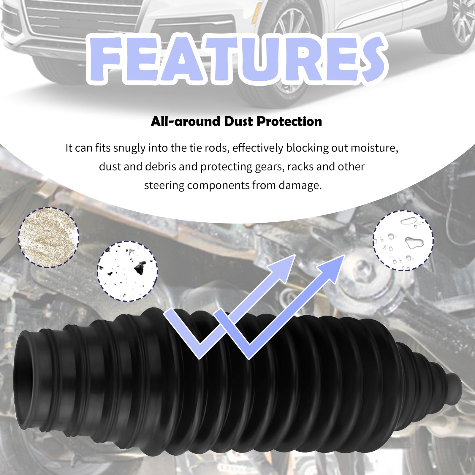 Tie Rod Boot Kit With Pinion Bellow Cable Ties And Clamps,Waterproof & Dustproof Rack And Pinion Boot For Steering System Protec