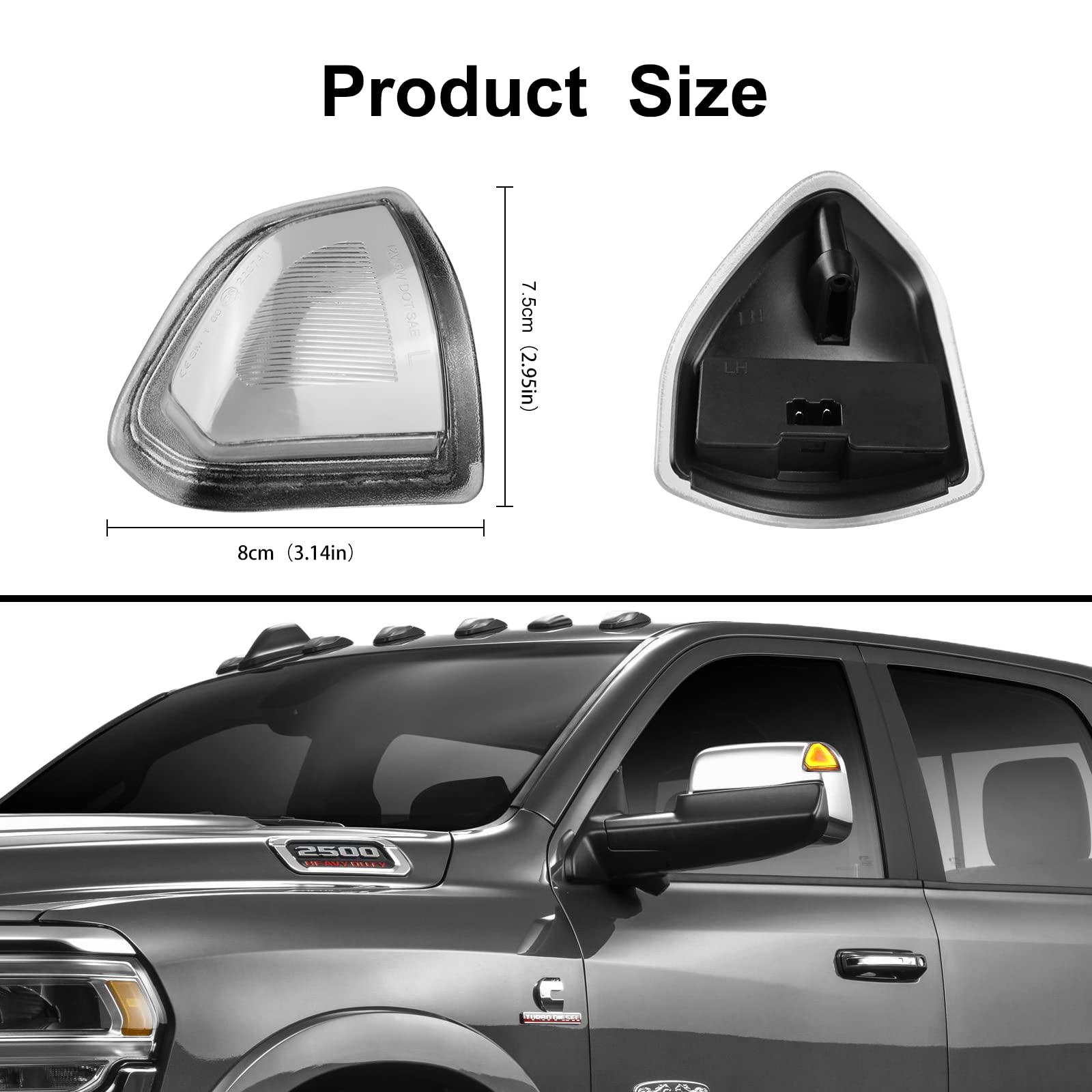 Switchback Mirror Lights Turn Signal Light Left and Right LED Side Mirror Lamps Clear Cover Lens for 68302828AA 68302829AA Compa