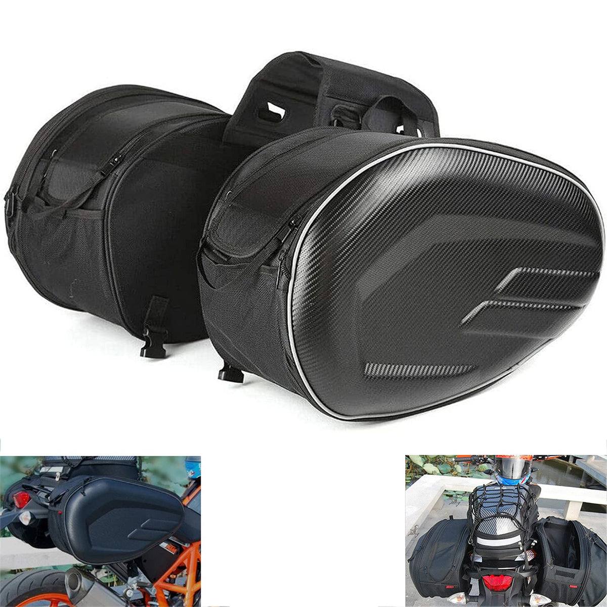 Mihunter Powersports Saddle Bags - Waterproof Motorcycle Luggage, Helmet & Pillion Seat Side Bags