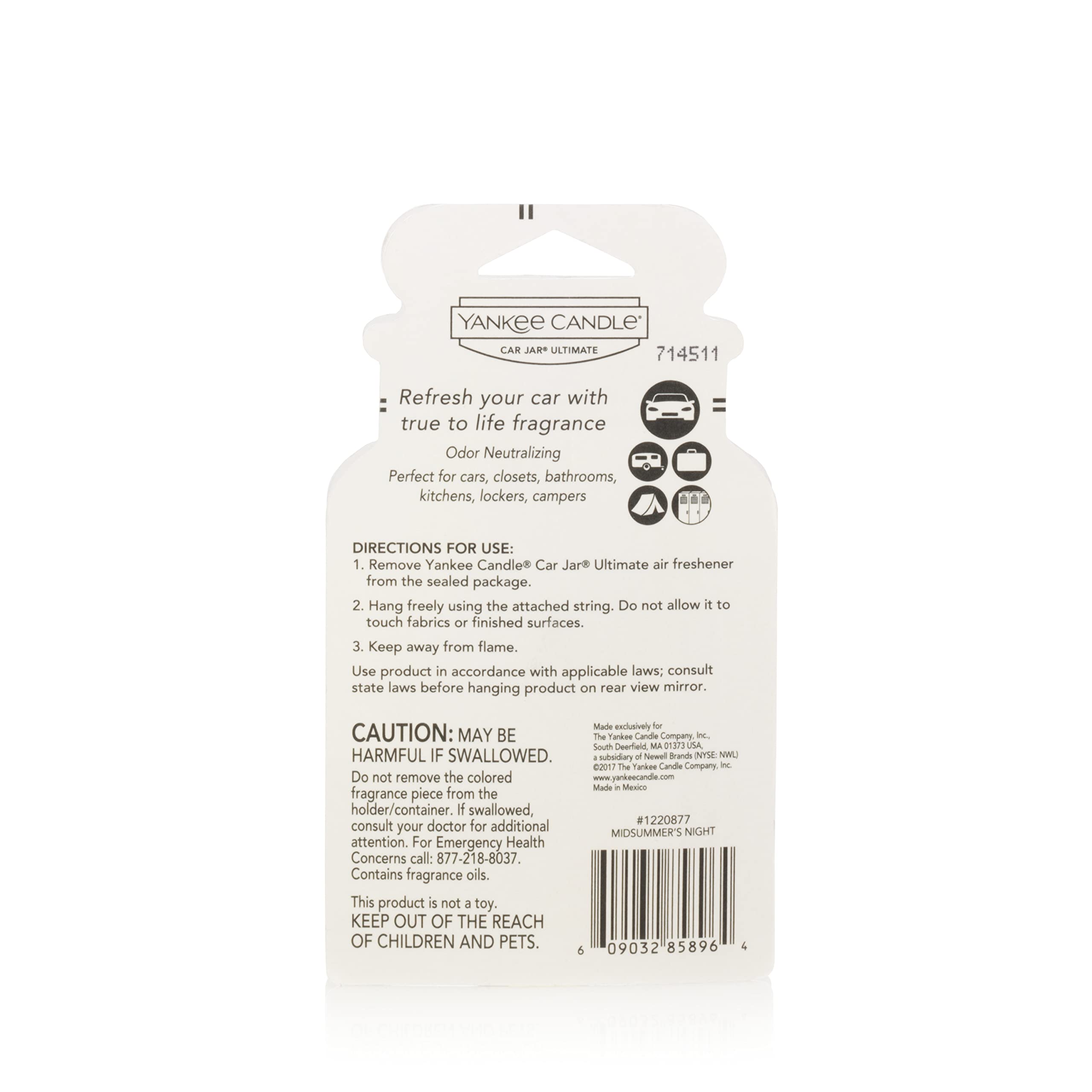 Yankee Candle Car Air Fresheners, Hanging Car Jar Ultimate Vanilla Cupcake Scented, Neutralizes Odors Up To 30 Days, Gray, 1 Cou